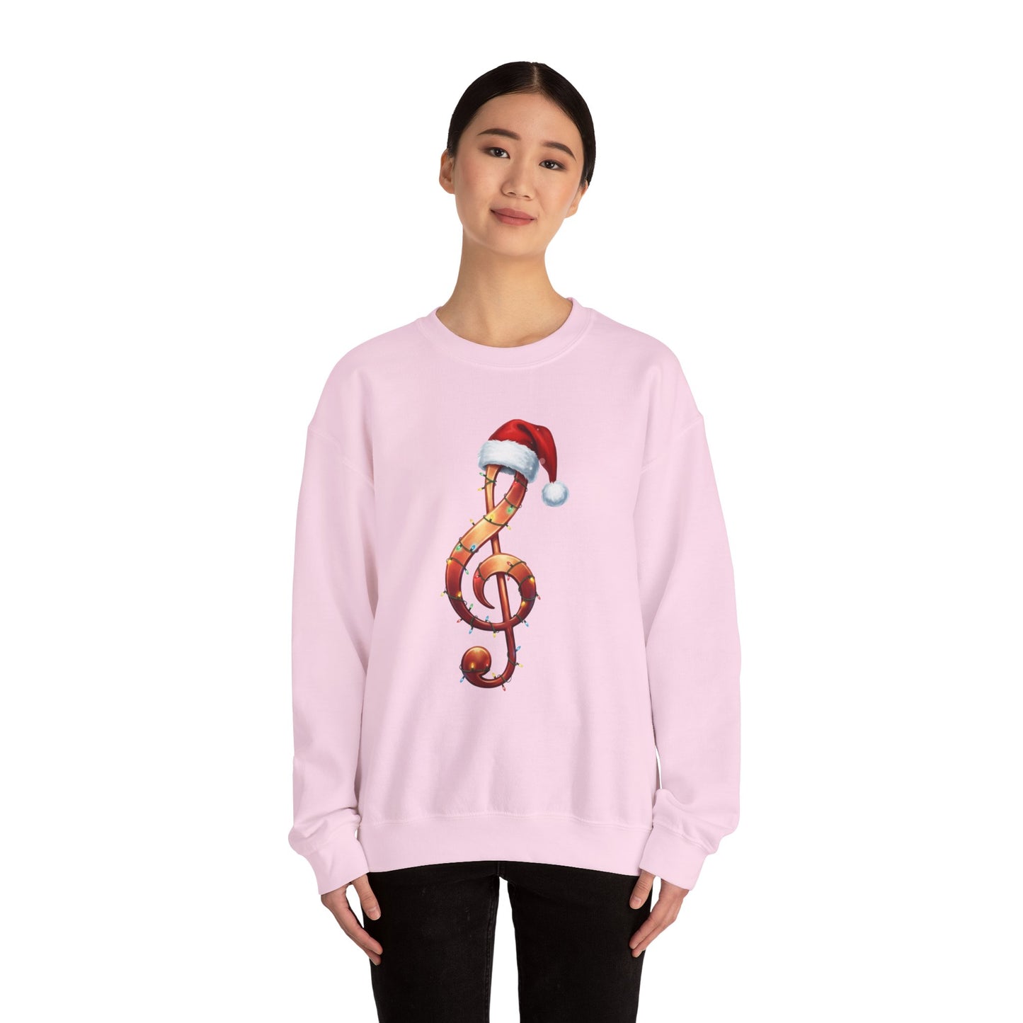 Christmas treble clef sweatshirt, music note Santa hat shirt, Christmas lights music lover sweater, musician holiday crewneck, Xmas gift