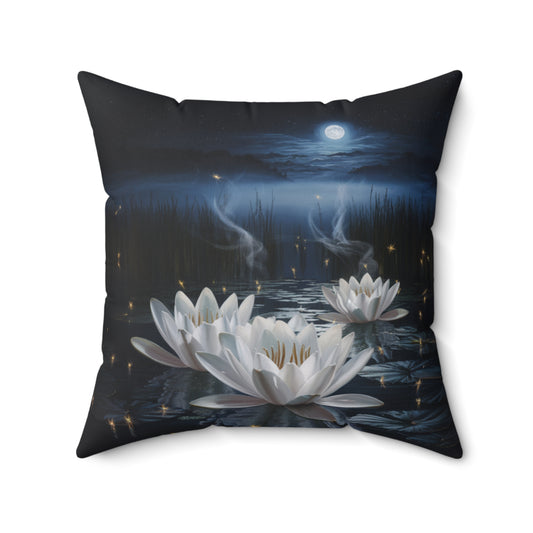 Moonlit Water Lily Pillow