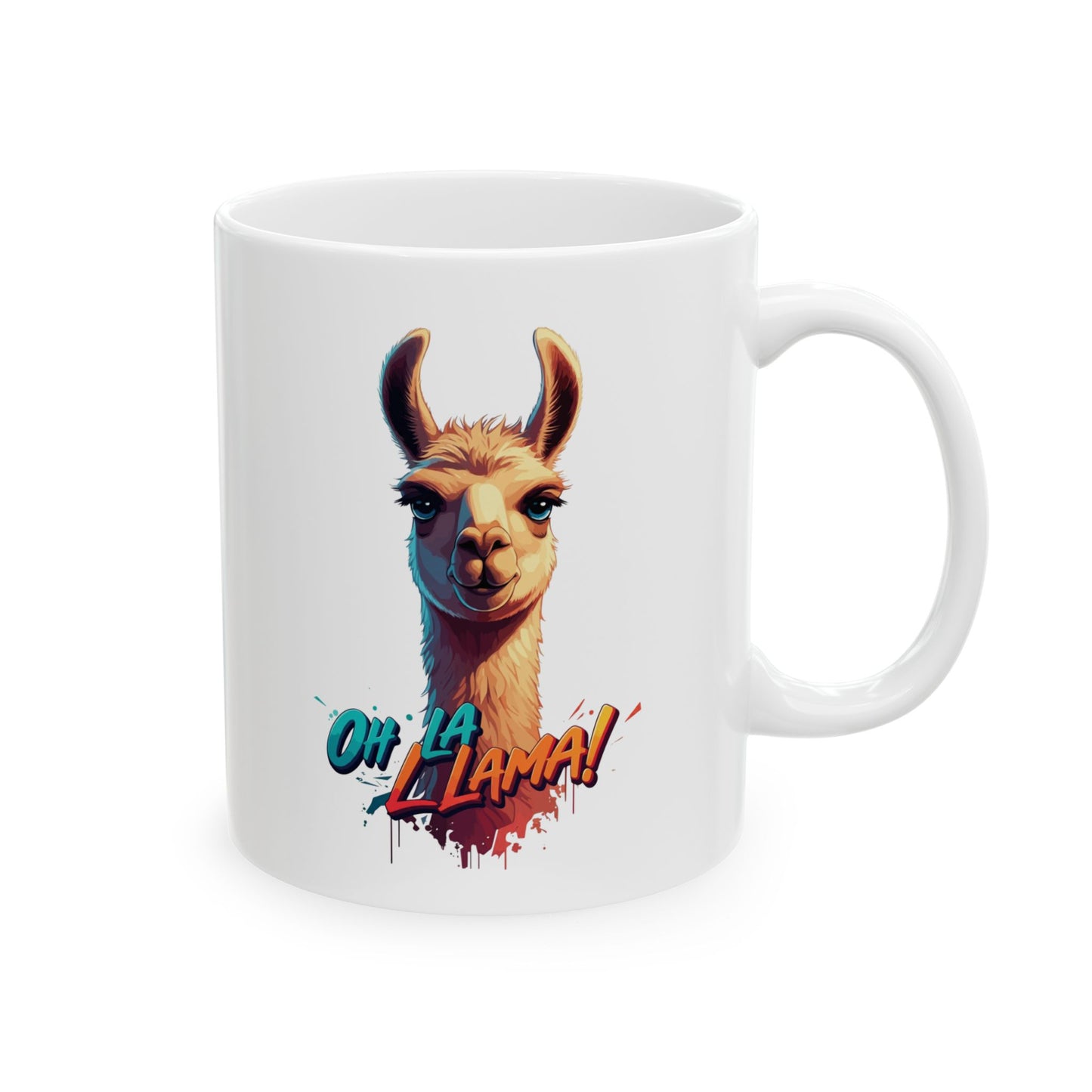 Oh La Llama Mug – Cute Llama Coffee Cup 11 oz & 15 oz Ceramic | Funny Animal Gift For Llama Lover Kitchen Decor