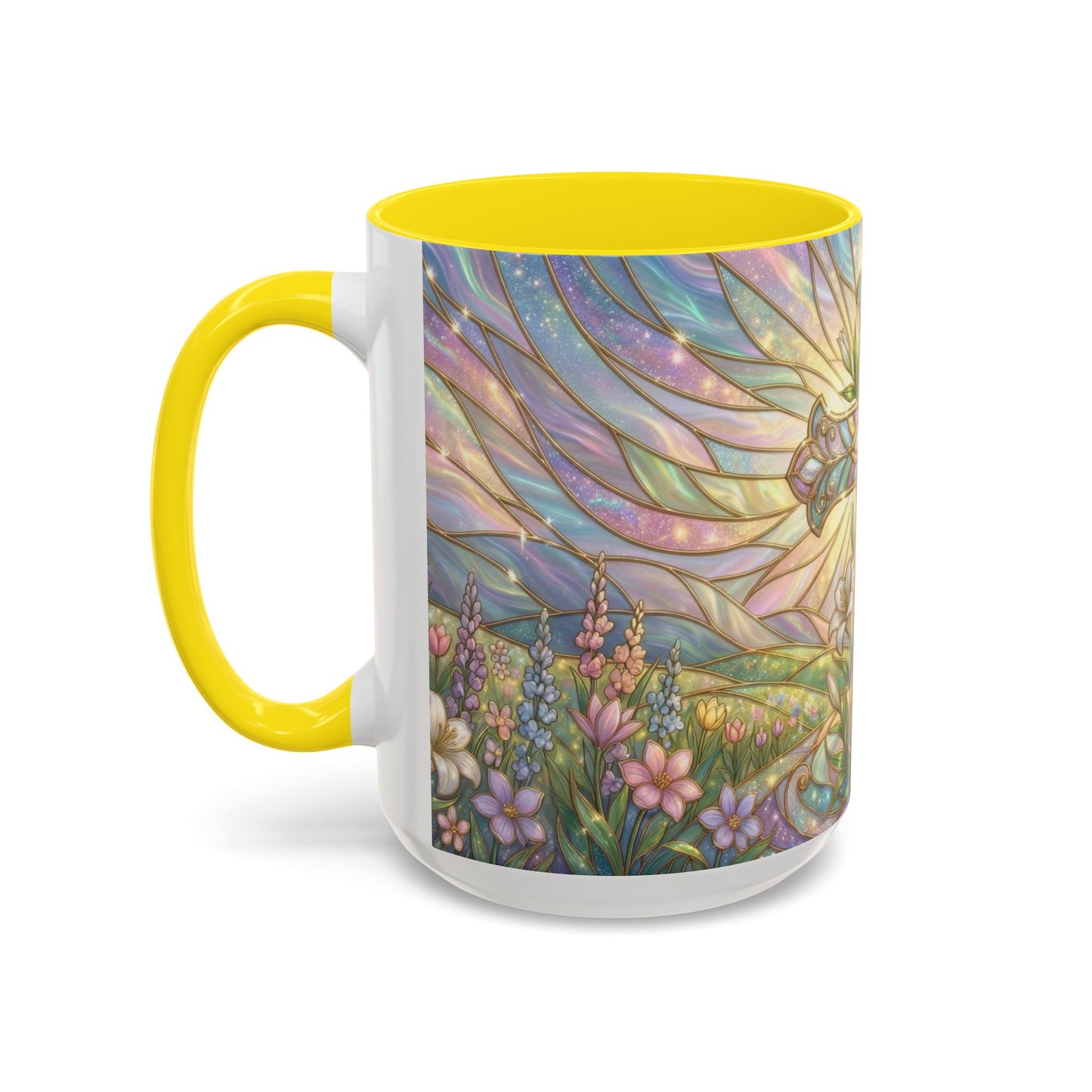 Stained Glass Cross Mug, Easter Lily Coffee Cup, Christian Religious Gift, Pastel Floral Faith Mug, Spring Believer Cup, Baptism Present