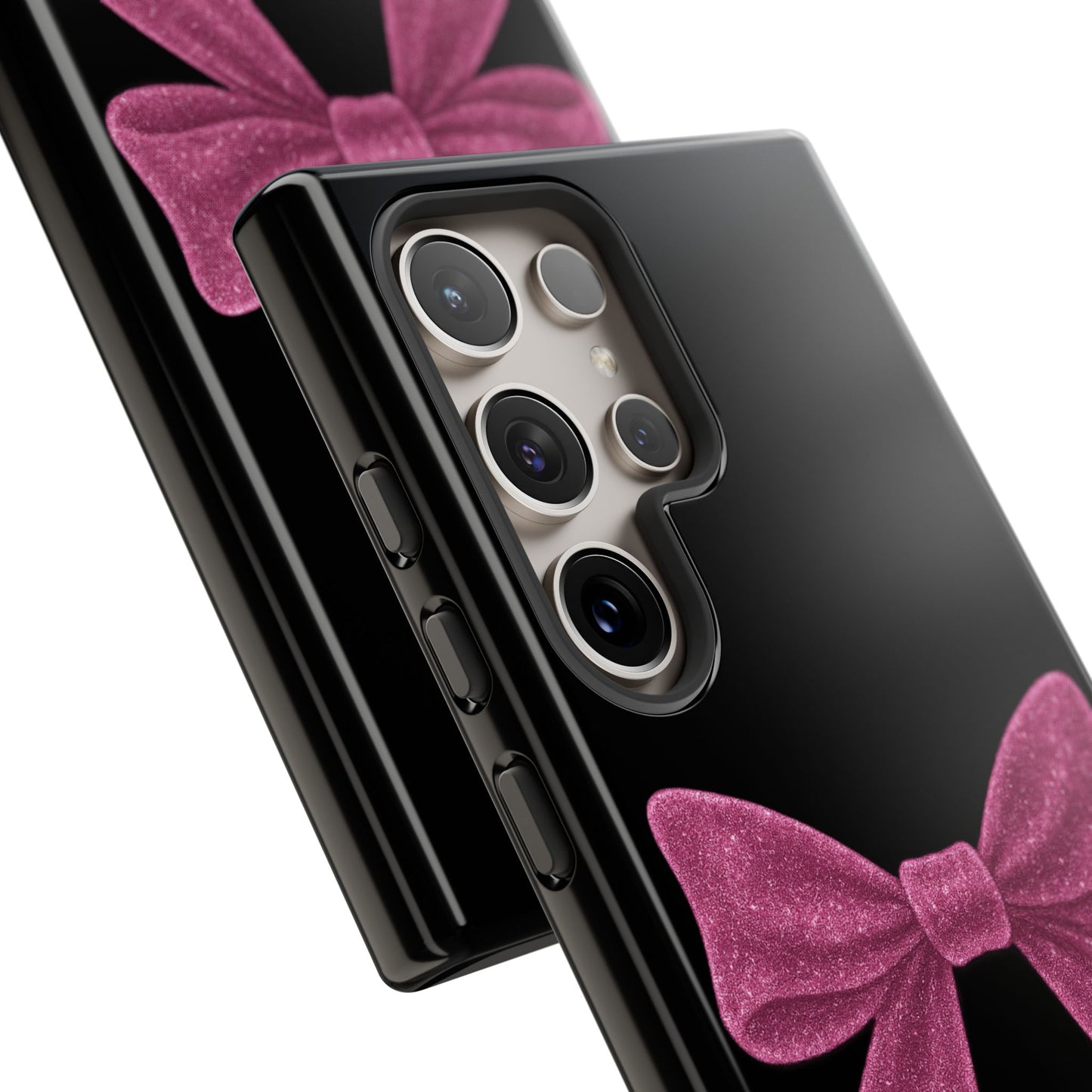 Pink Glitter Bow Samsung Case – Coquette Aesthetic Phone Cover – Girly Glossy Galaxy Case – Cute Soft Girl Tech Accessory – Kawaii Gift Idea