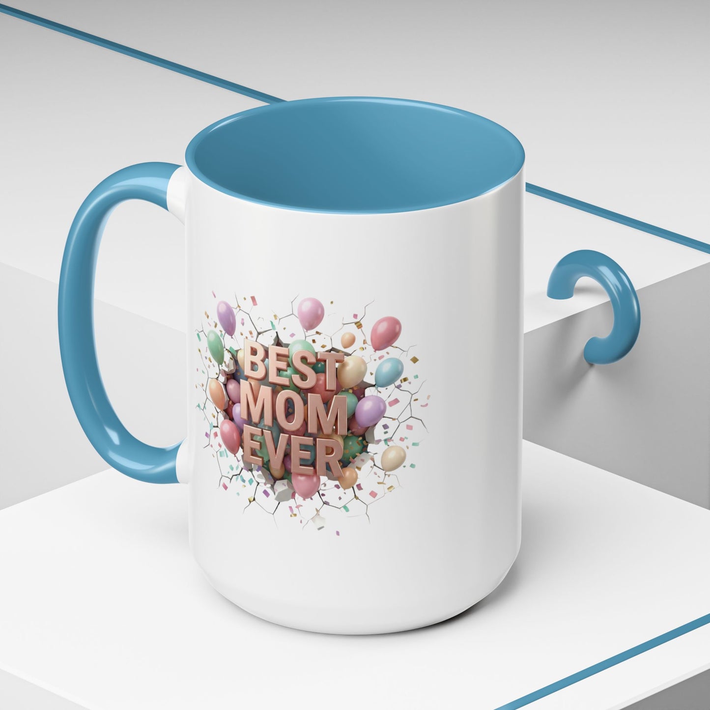 Personalized Mom Mug, Best Mom Ever Gift, Custom Name Coffee Cup, 3D Balloon Design, Mothers Day Gift, New Mom Gift 2025, Custom Mug