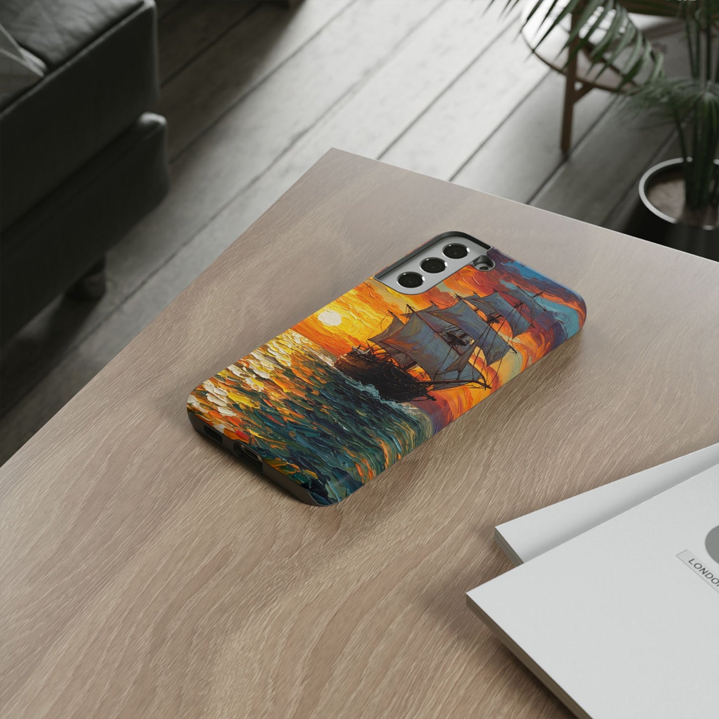 Samsung Galaxy Case - Ship Sailing at Sunset Design