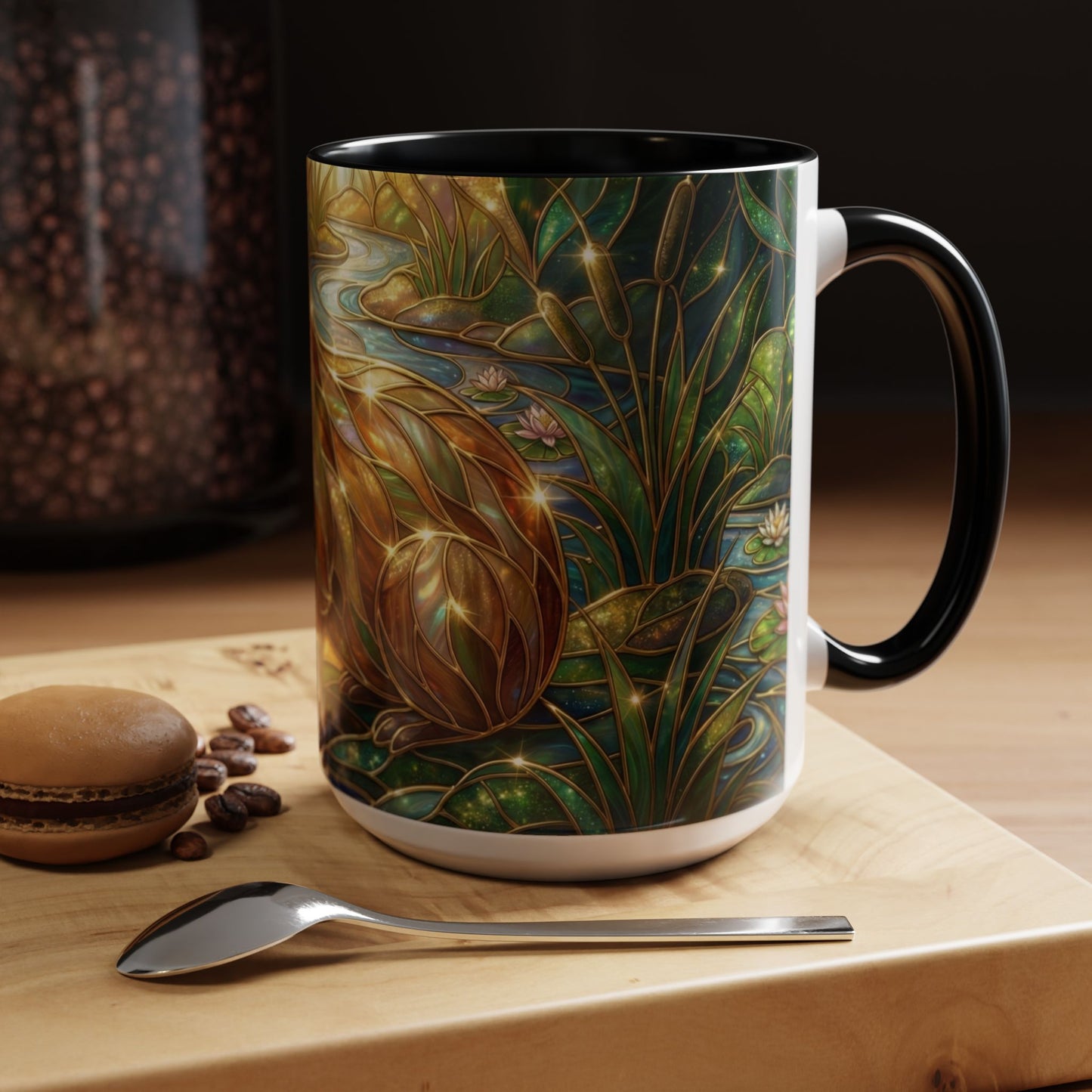 Capybara Coffee Mug, Stained Glass Capybara Art Mug, Cute Animal Lover Gift, Nature Inspired Ceramic Coffee Cup, Unique Wildlife Mug, 11oz 15oz