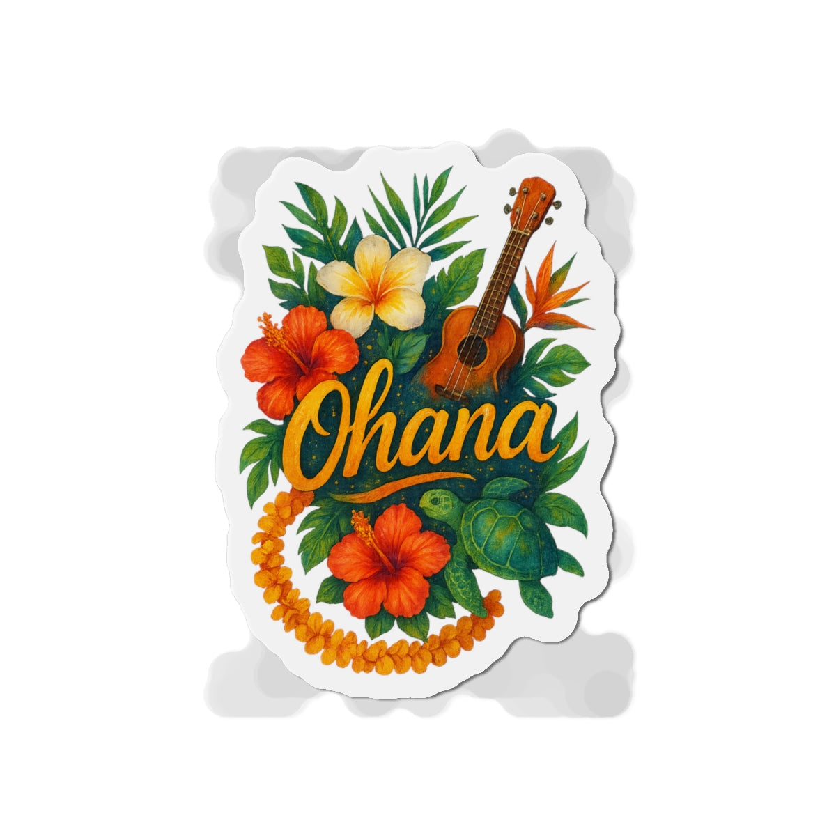 Ohana Magnet - Retro Hawaiian Sea Turtle & Palm Tree Magnet for Fridge or Locker - Tropical Family Gift, Beach Aesthetic Home Decor