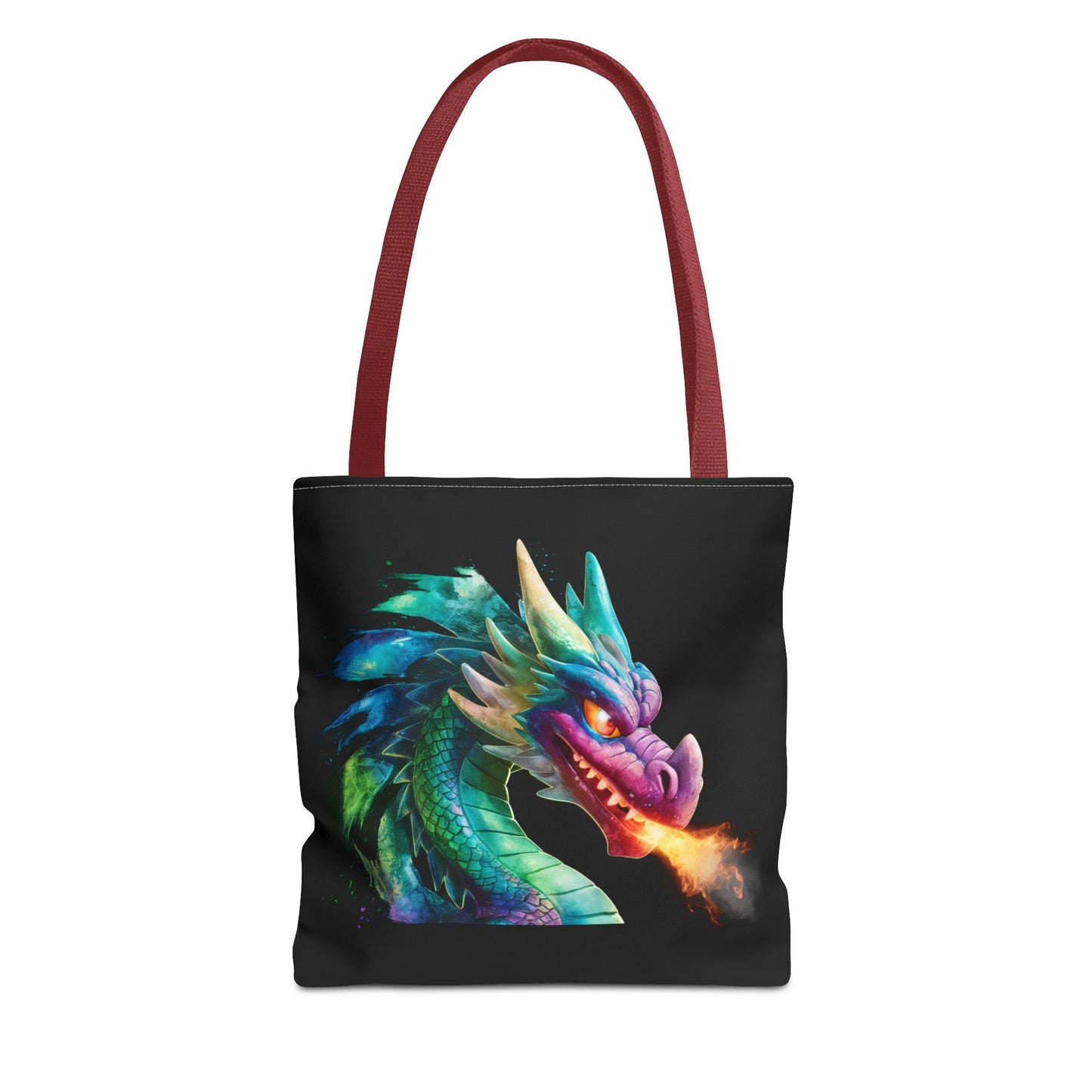 Double-Sided Fierce Dragon Canvas Tote - Colorful Fire-Breathing Fantasy, Eco Reusable Bag, Gift for Dragon Lover