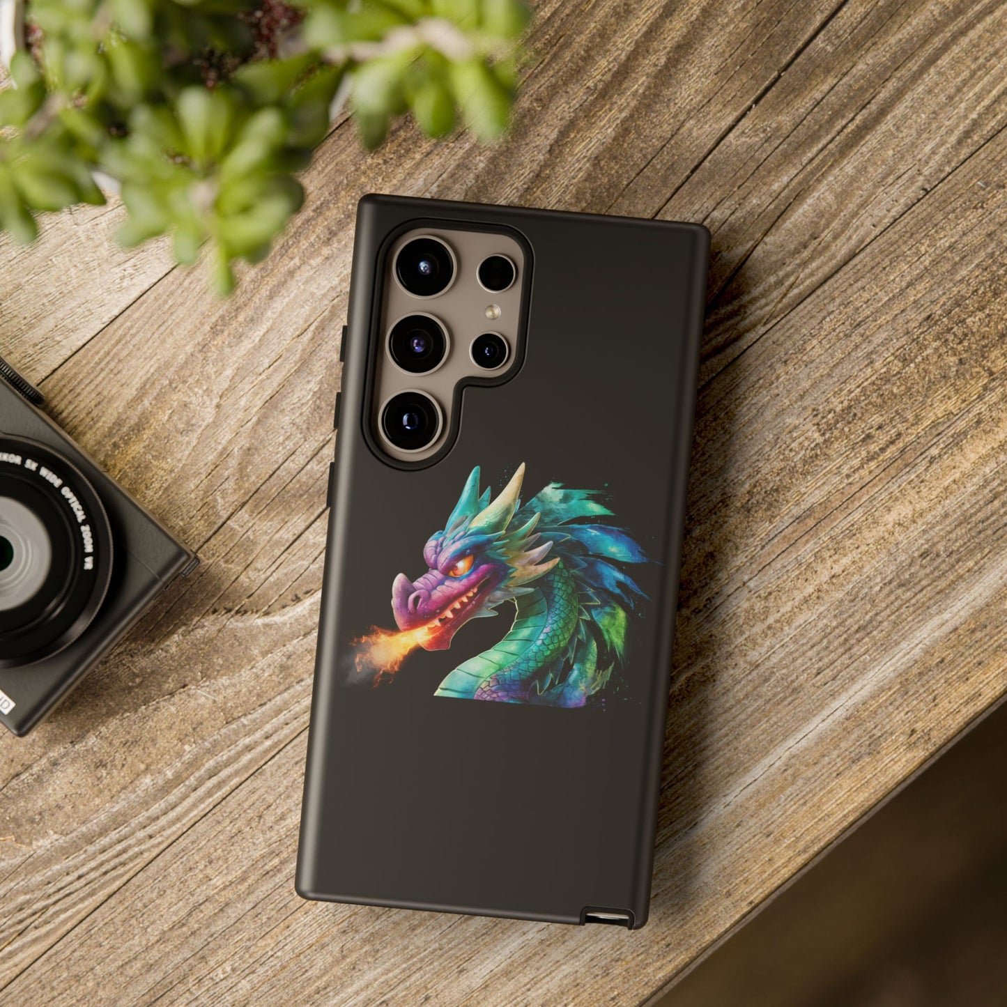Fire-Breathing Dragon Samsung Case - Tough Fantasy Art Cover - Dark Academia Aesthetic Geek Gift for Galaxy S23/S24/S25/Ultra