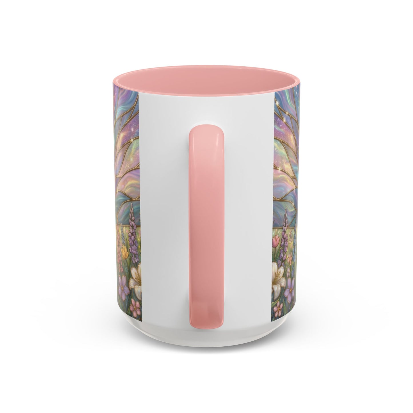Stained Glass Cross Mug, Easter Lily Coffee Cup, Christian Religious Gift, Pastel Floral Faith Mug, Spring Believer Cup, Baptism Present