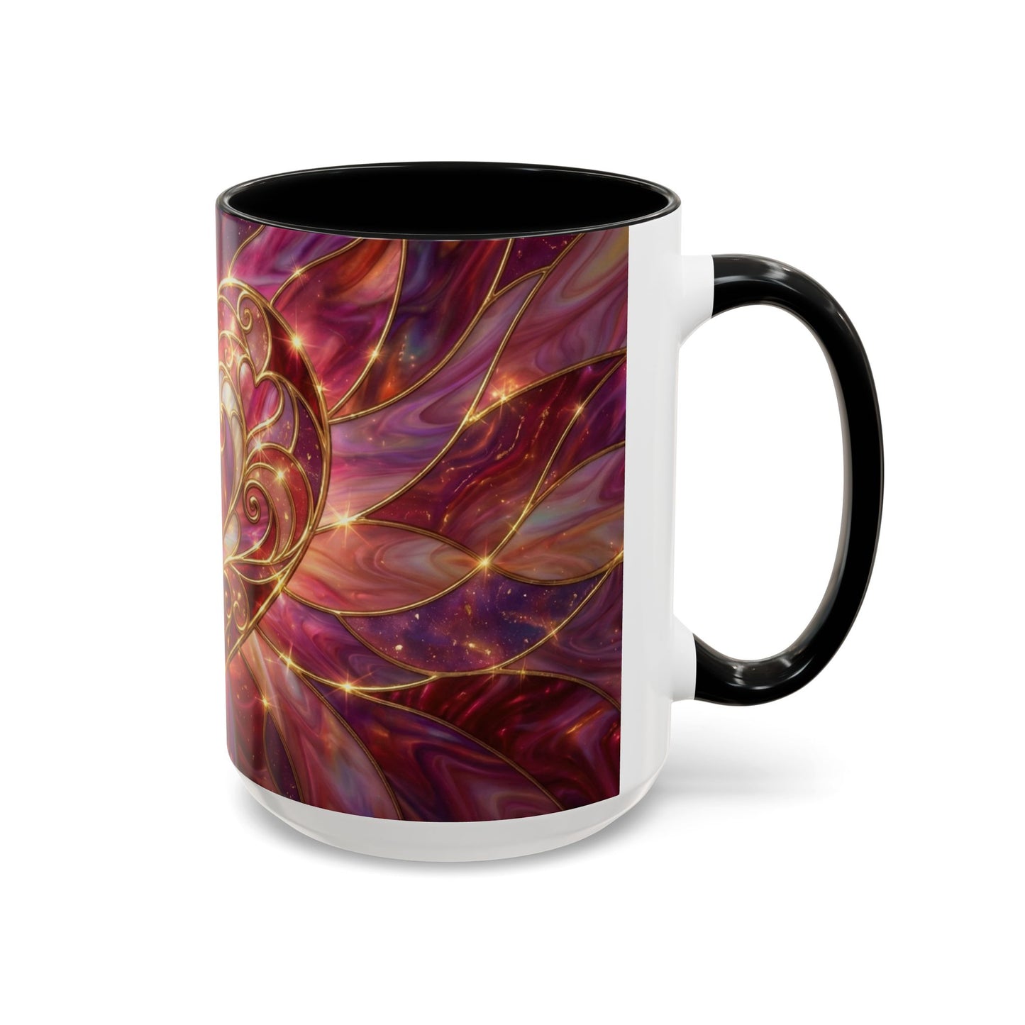 Stained Glass Heart Mug, Romantic Coffee Mug, Valentine Gift Mug, Love Heart Cup, Pink Aesthetic Mug, Anniversary Gift For Her