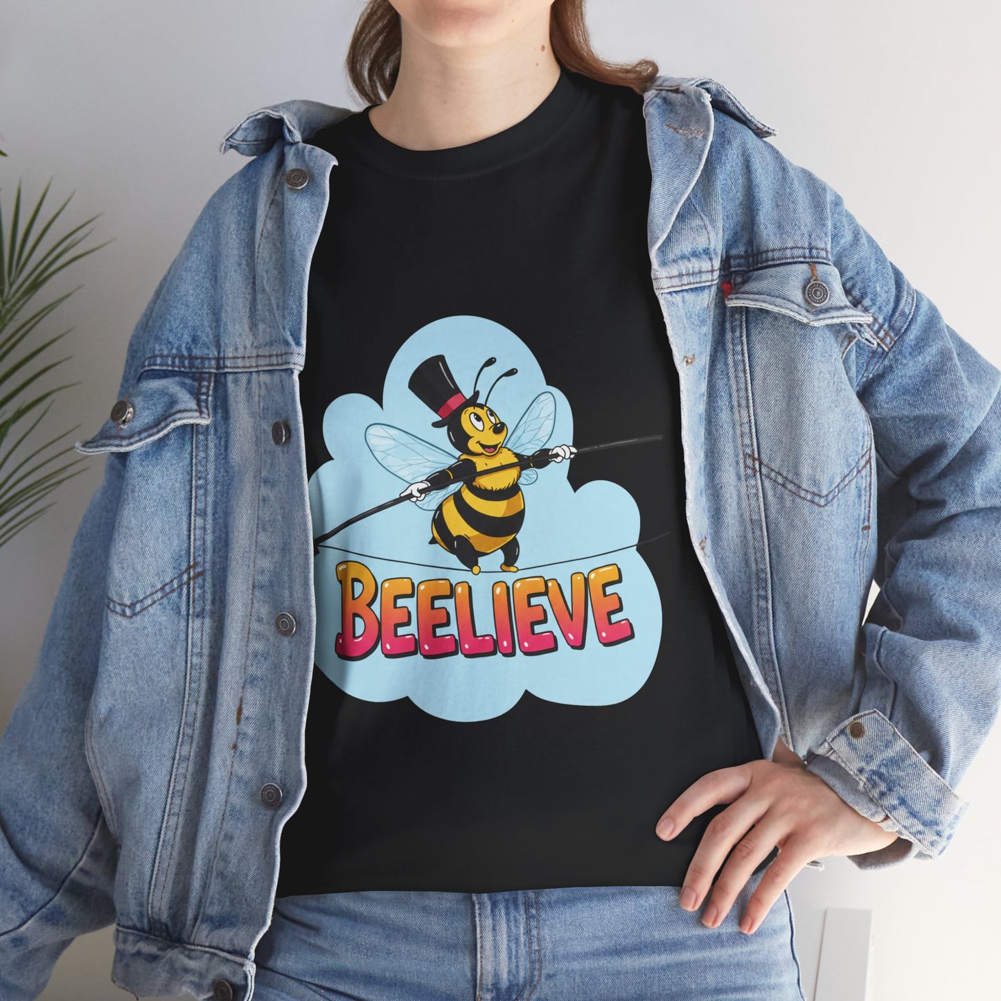 “Beelieve” Bee Pun T‑Shirt | Cute Bee Graphic Tee | Inspirational Pun Shirt | Funny Nature Lover Gift | Bee Belief Positive Vibes Tee