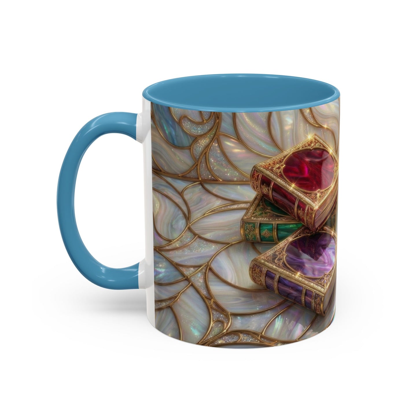 Stained Glass Book Mug, Fantasy Book Lover Coffee Cup, Magical Library Mug, Bookish Gift For Readers, Dark Academia Mug
