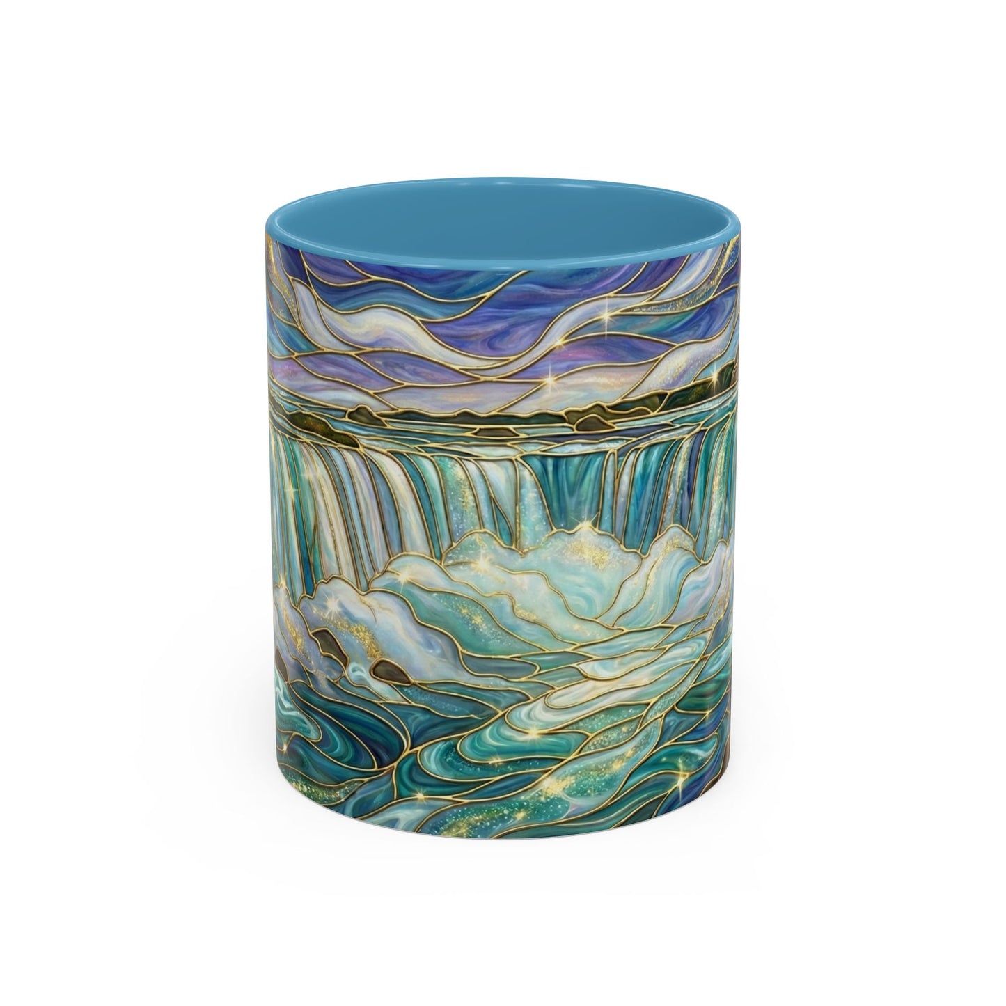 Faux Stained Glass Niagara Falls Mug, Waterfall Coffee Cup, Canada Souvenir Gift, Upstate New York Travel Memento, Nature Lover Tea Cup