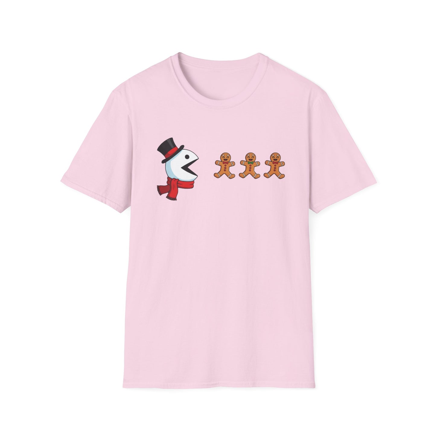 Snowman Pacman Christmas Shirt, Funny Gingerbread Men Tee, Cute Holiday Snowman T-Shirt, Christmas Humor Graphic Tee, Winter Holiday Shirt