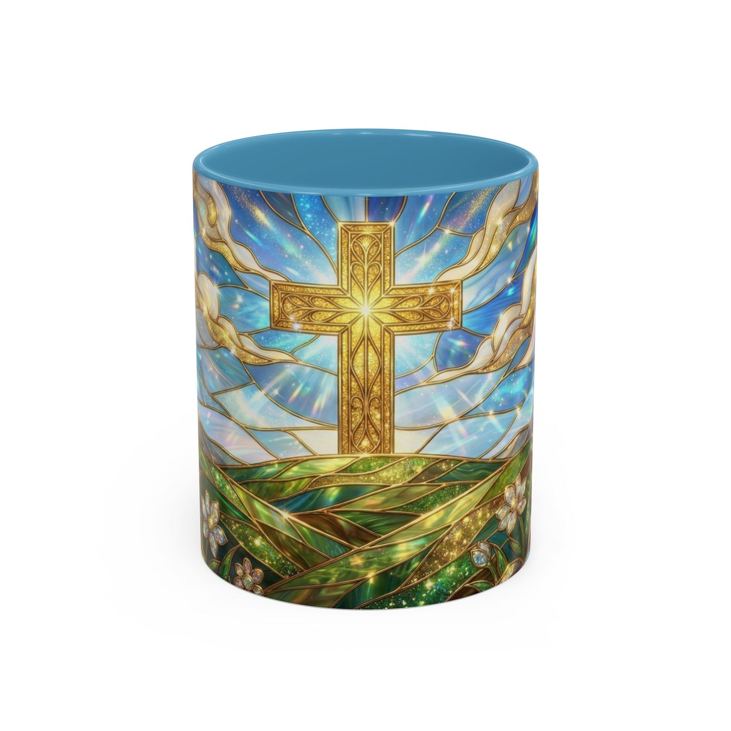 Stained Glass Cross Mug, Christian Coffee Mug, Faith Inspired Art Cup, Religious Gift For Women Men, Inspirational Christian Mug