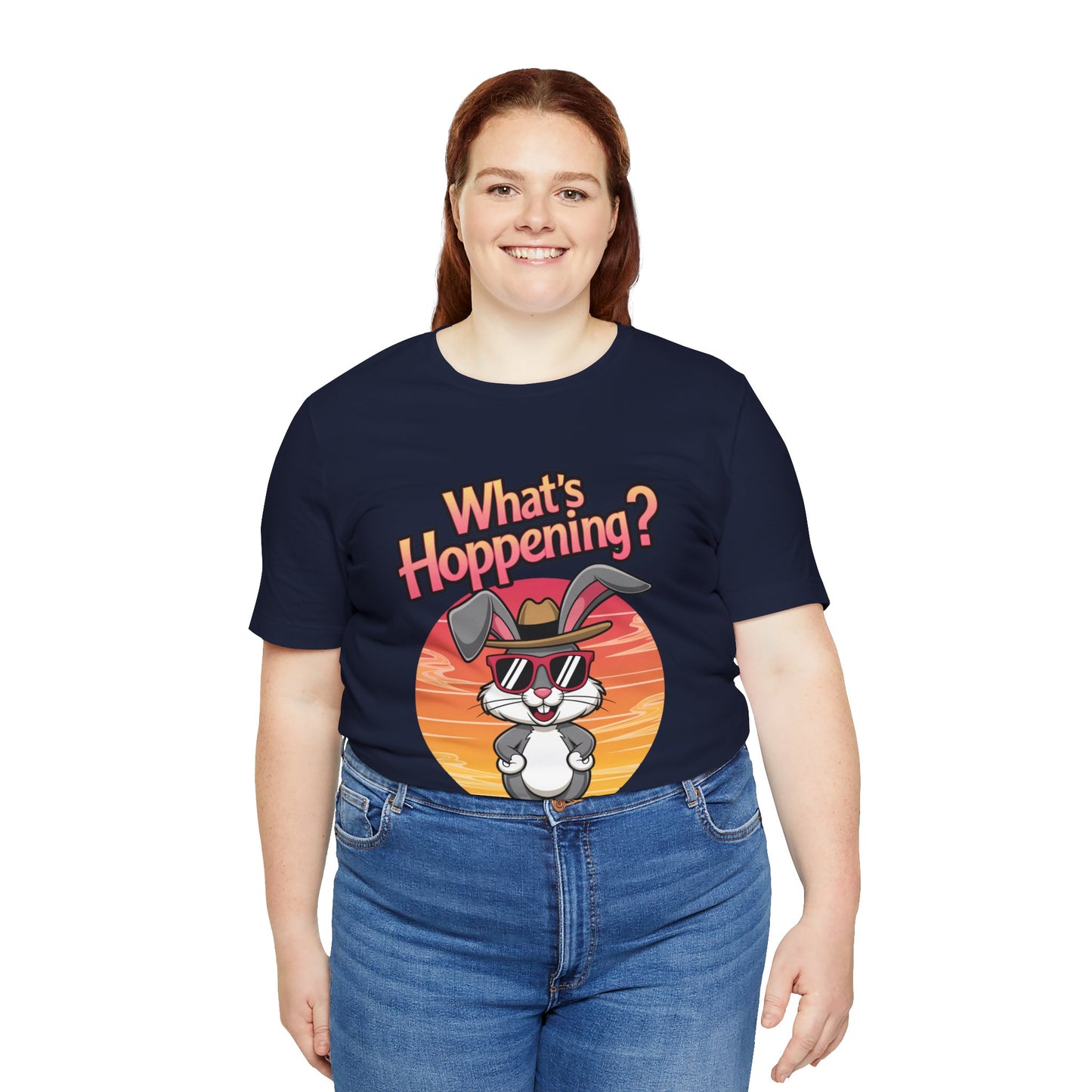 What’s Hoppening Funny Bunny Shirt – Cute Rabbit Pun T-Shirt – Sunset Graphic Tee for Animal Lovers, Easter, and Pun Enthusiasts