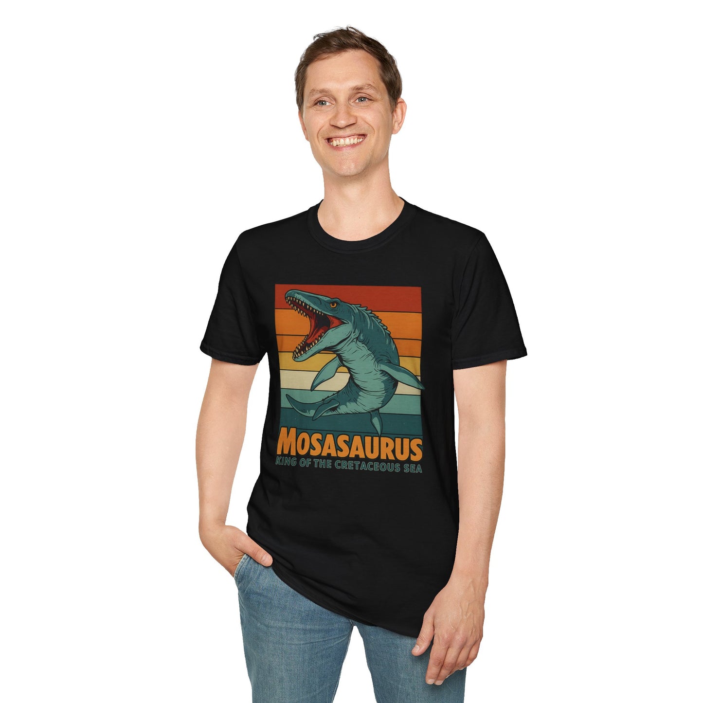 Retro Mosasaurus T-Shirt - Cretaceous Sea Monster Graphic Tee, Dinosaur Lover Gift, Paleontology Birthday, Soft Unisex Jurassic Cotton