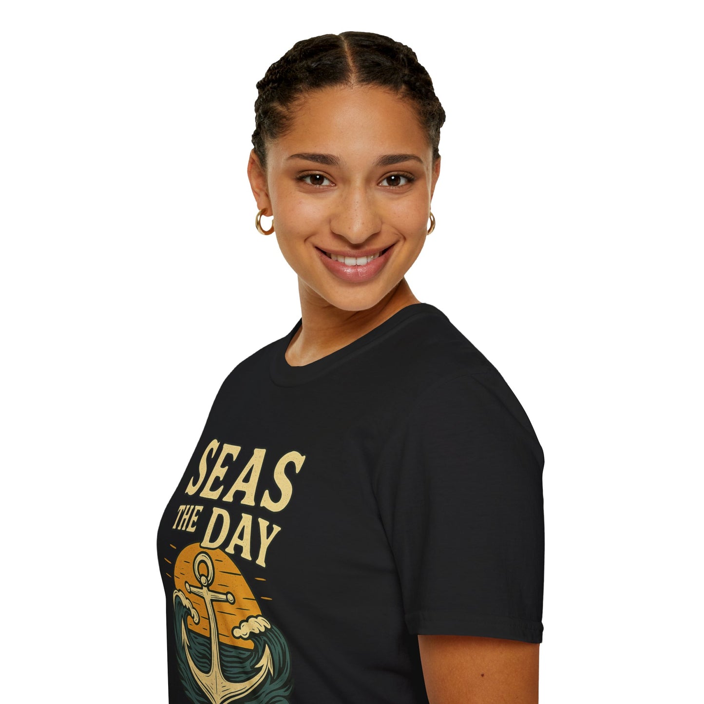 Seas the Day Shirt – Nautical Anchor Ocean Tee | Coastal Beach Graphic T-Shirt | Funny Seaside Pun Gift | Unisex Summer Travel Top
