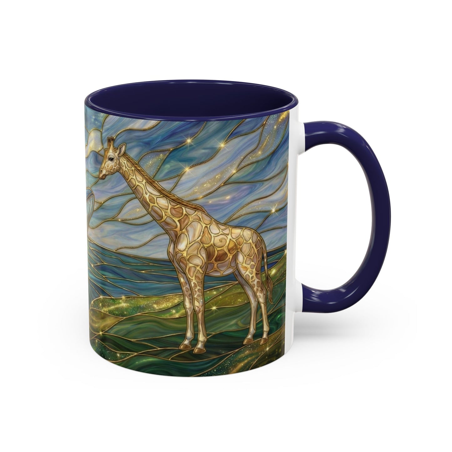 Whimsical Whale & Giraffe Accent Coffee Mug — Artistic Ocean-Sky Illustration (11/15oz)