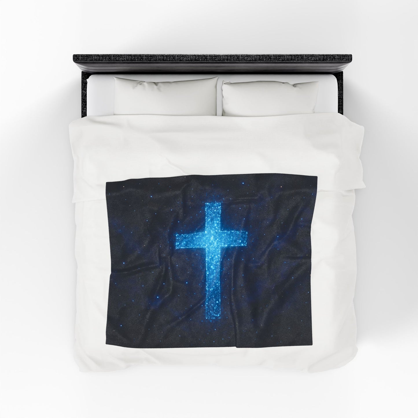Velveteen Plush Blanket with Bioluminescent Cross Design Christian Decor Inspirational Throw Spiritual Blanket Gift for Believers