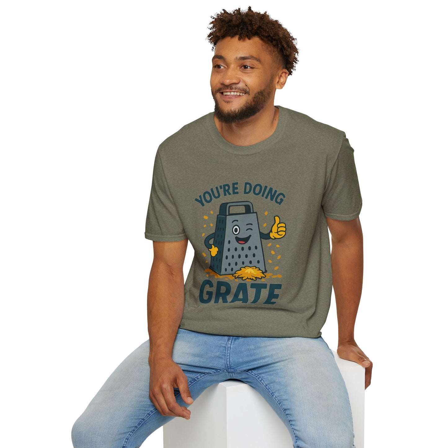 You’re Doing Grate Funny Cheese Grater Pun T-Shirt | Cute Kitchen Humor Graphic Tee | Encouragement Gift for Food & Pun Lovers