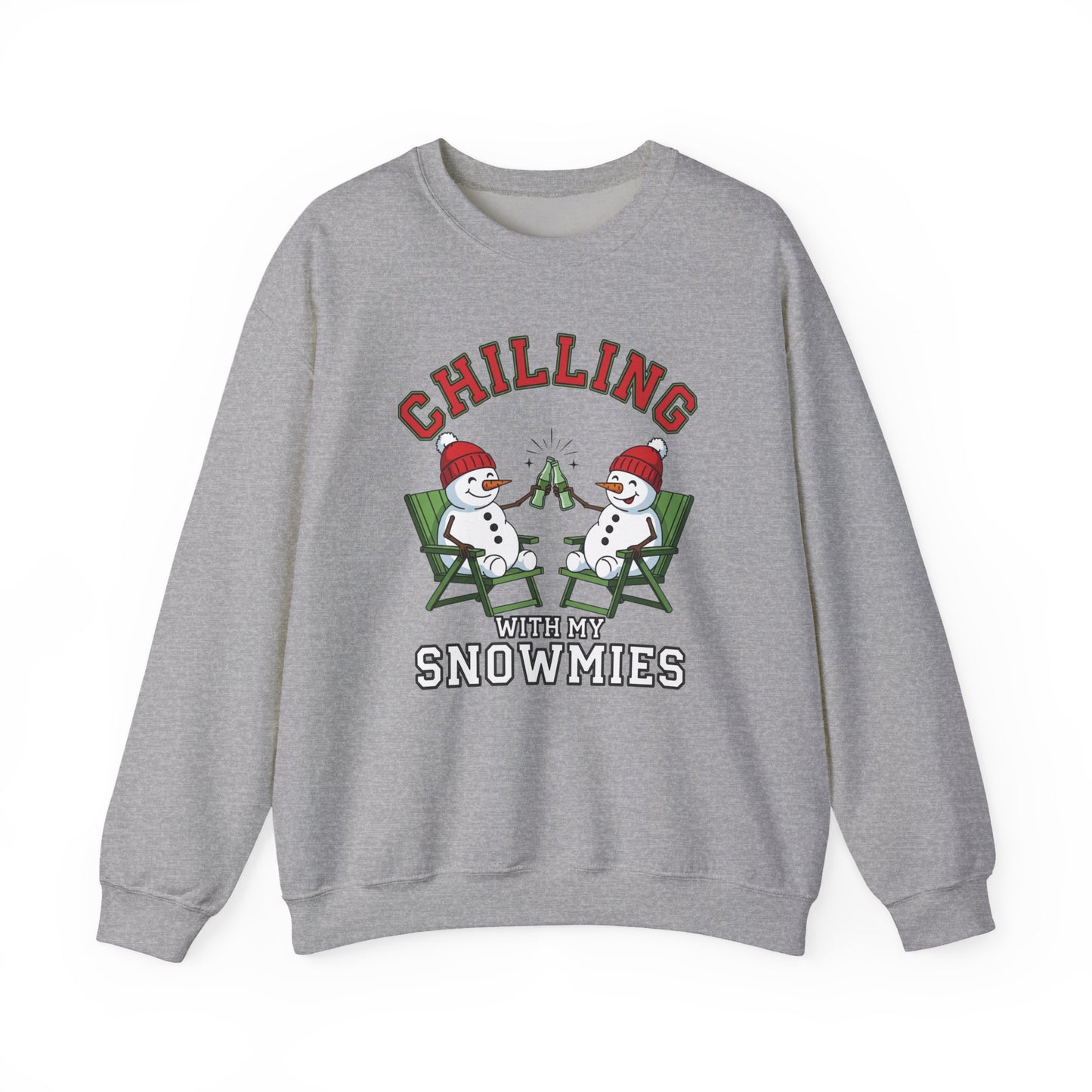 Chilling With My Snowmies Sweatshirt - Funny Christmas Snowman Sweater, Holiday Party Shirt, Cute Winter Gift, Matching Friends Xmas Top
