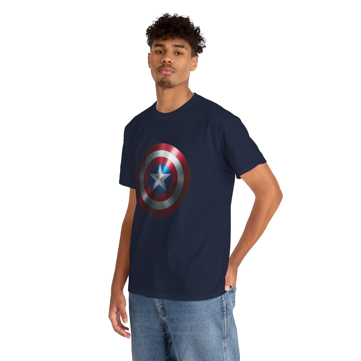 Patriotic Hero Shield Shirt – Star Emblem Graphic Tee – Super Soldier Gift – Comic Inspired Unisex Shirt – Cosplay Convention Top