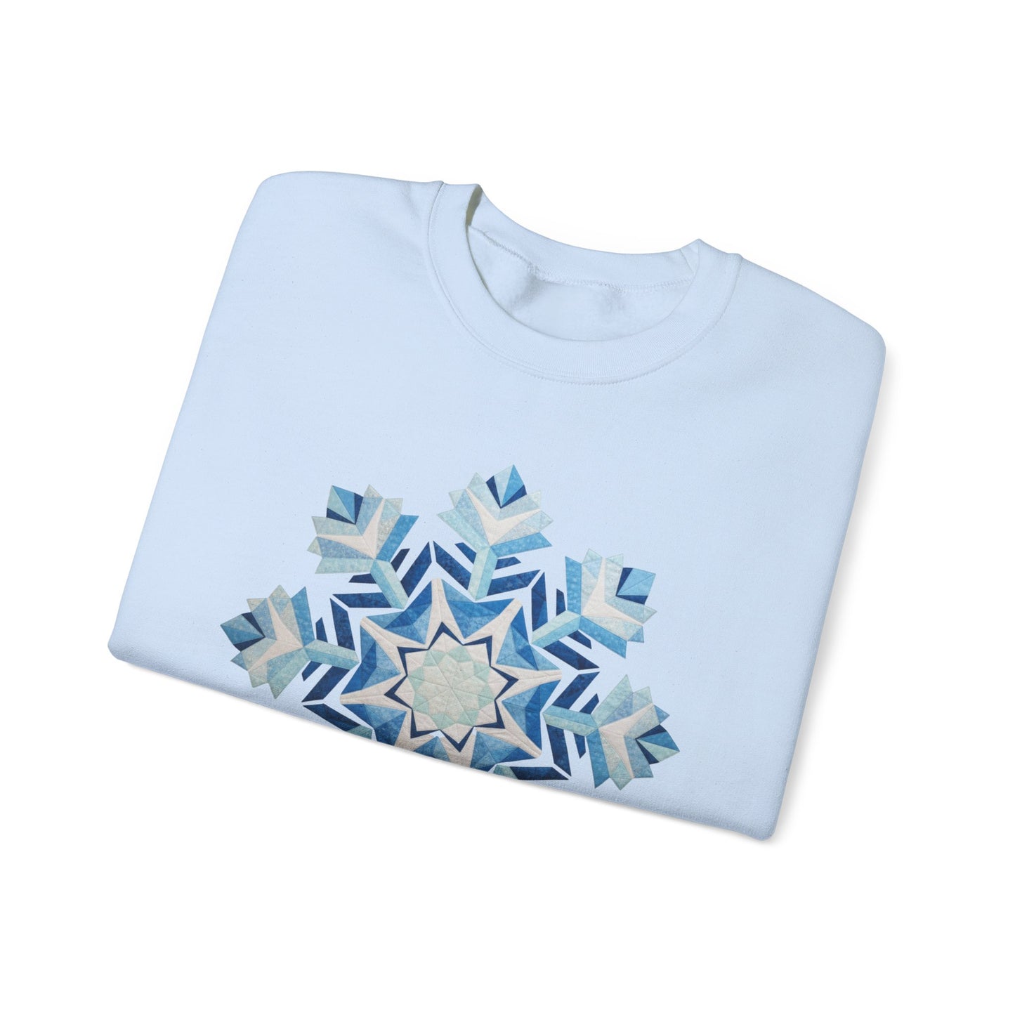 Faux Patchwork Snowflake Sweatshirt, Winter Snowflake Crewneck Unisex, Cozy Holiday Patchwork Sweatshirt, Nordic Snowflake Winter Pullover