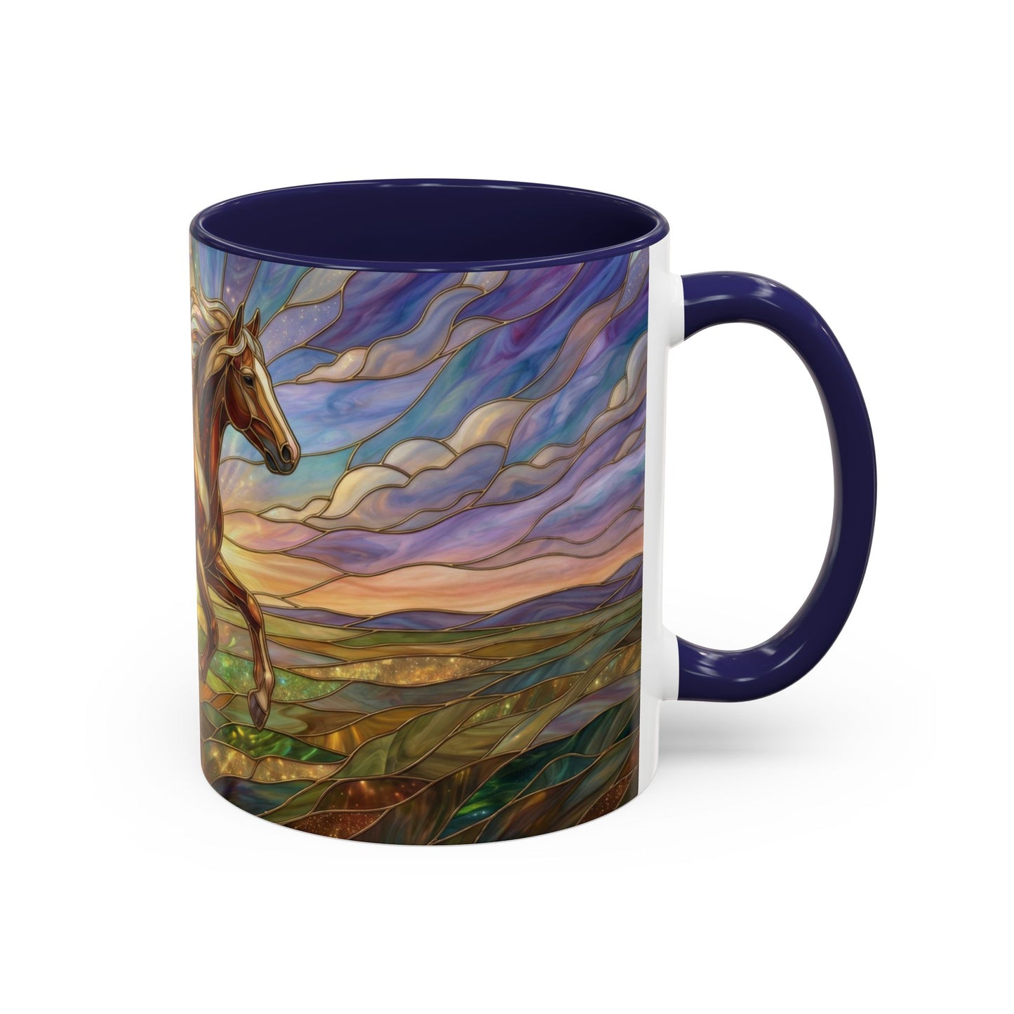 Stained Glass Horse Mug, Horse Coffee Mug, Running Horse Art Cup, Equestrian Gift Mug, Nature Art Mug, Horse Lover Gift