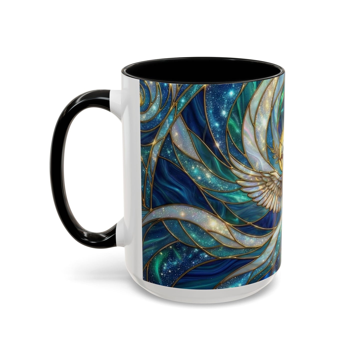 Stained Glass Dove Mug, Christian Coffee Cup, Religious Gift, Faith Art Mug, Holy Spirit Dove, Inspirational Christian Mug