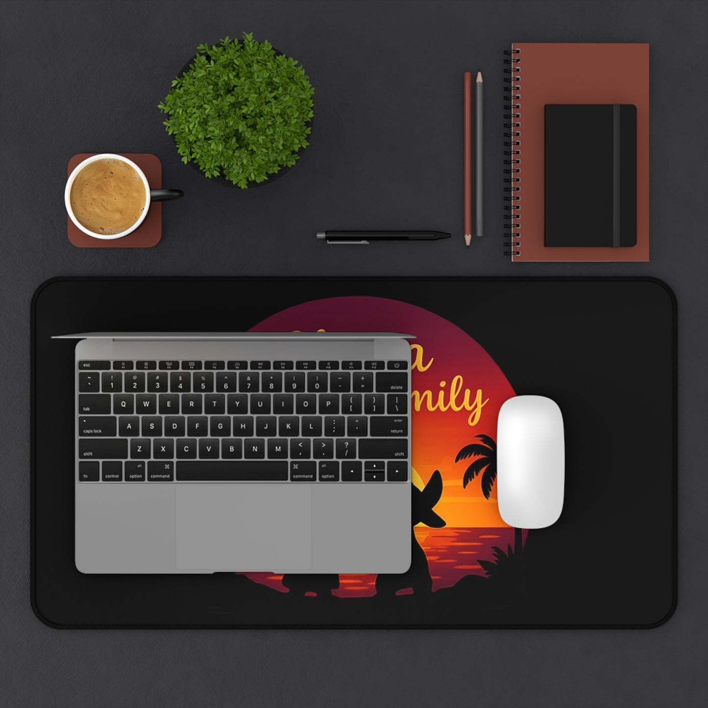 Ohana Means Family Desk Mat – Tropical Mouse Pad, Extended Gaming Mat, Aesthetic Office Decor, Cute Anime Desk Setup Gift