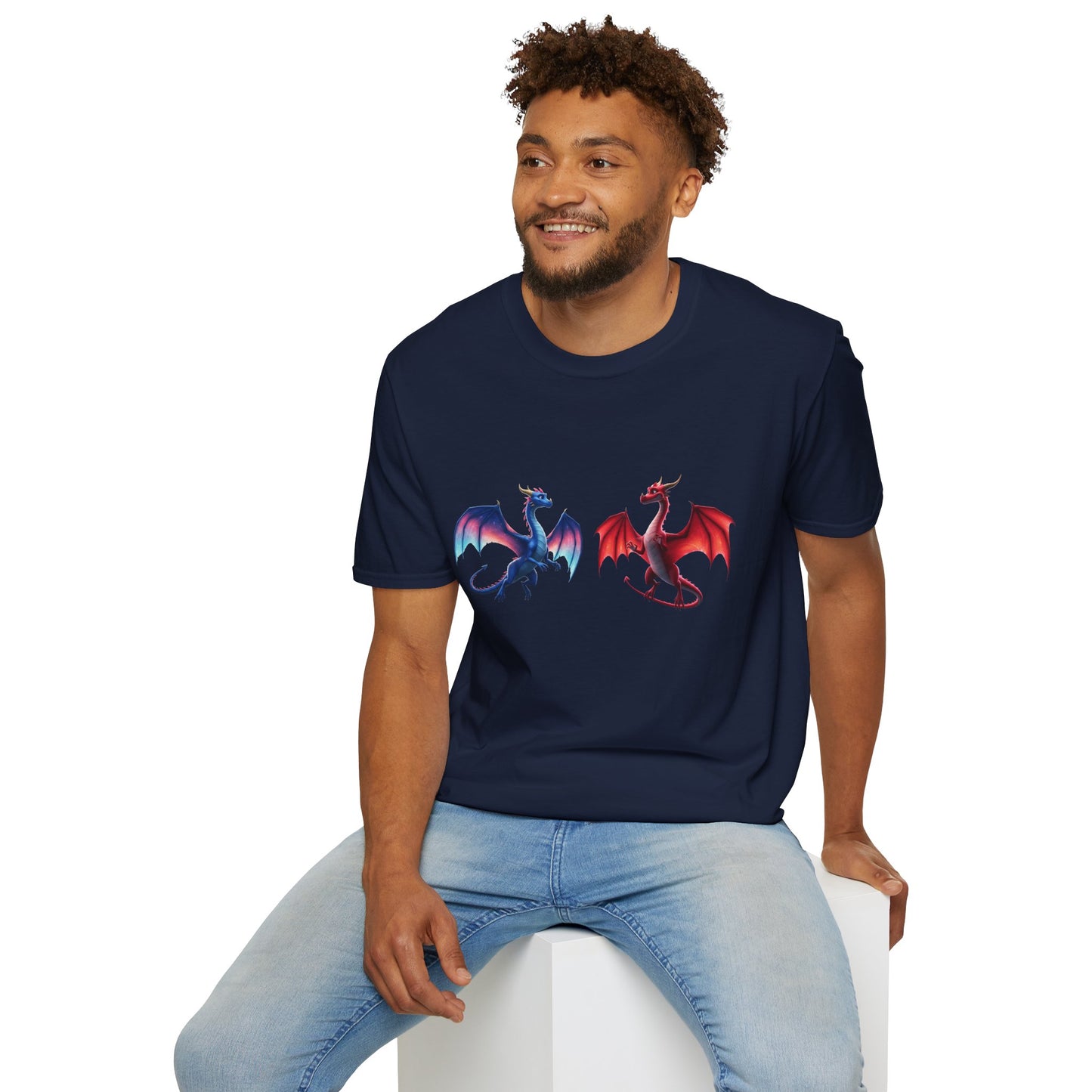 Dragon Duel Fantasy T-Shirt | Fire & Ice Dragon Graphic Tee | Unisex Gamer Shirt | DnD Gift | Cool Mythical Creature Shirt