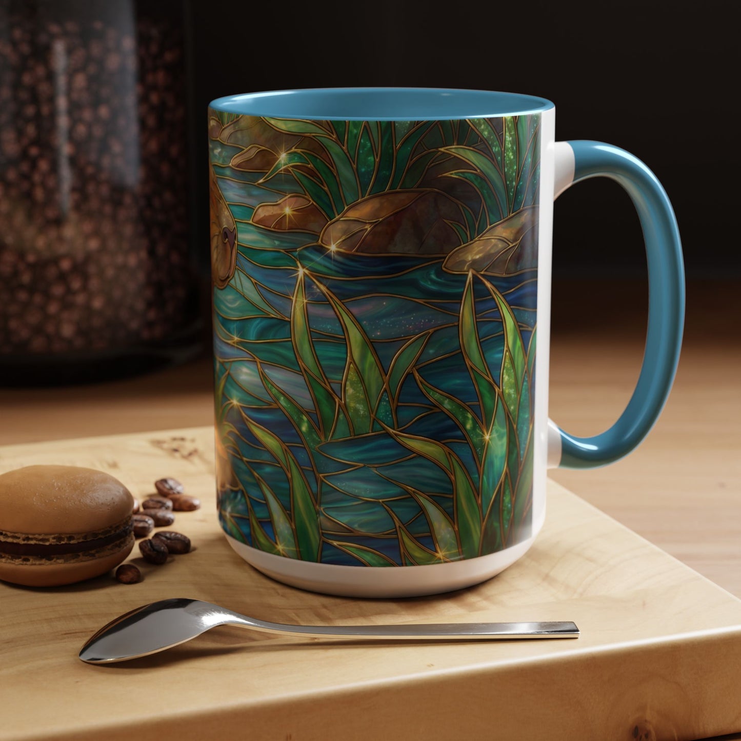 Capybara Coffee Mug, Stained Glass Capybara Mug, Cute Animal Art Mug, Nature Lover Gift, Unique Ceramic Coffee Cup, 11oz 15oz Wildlife Mug