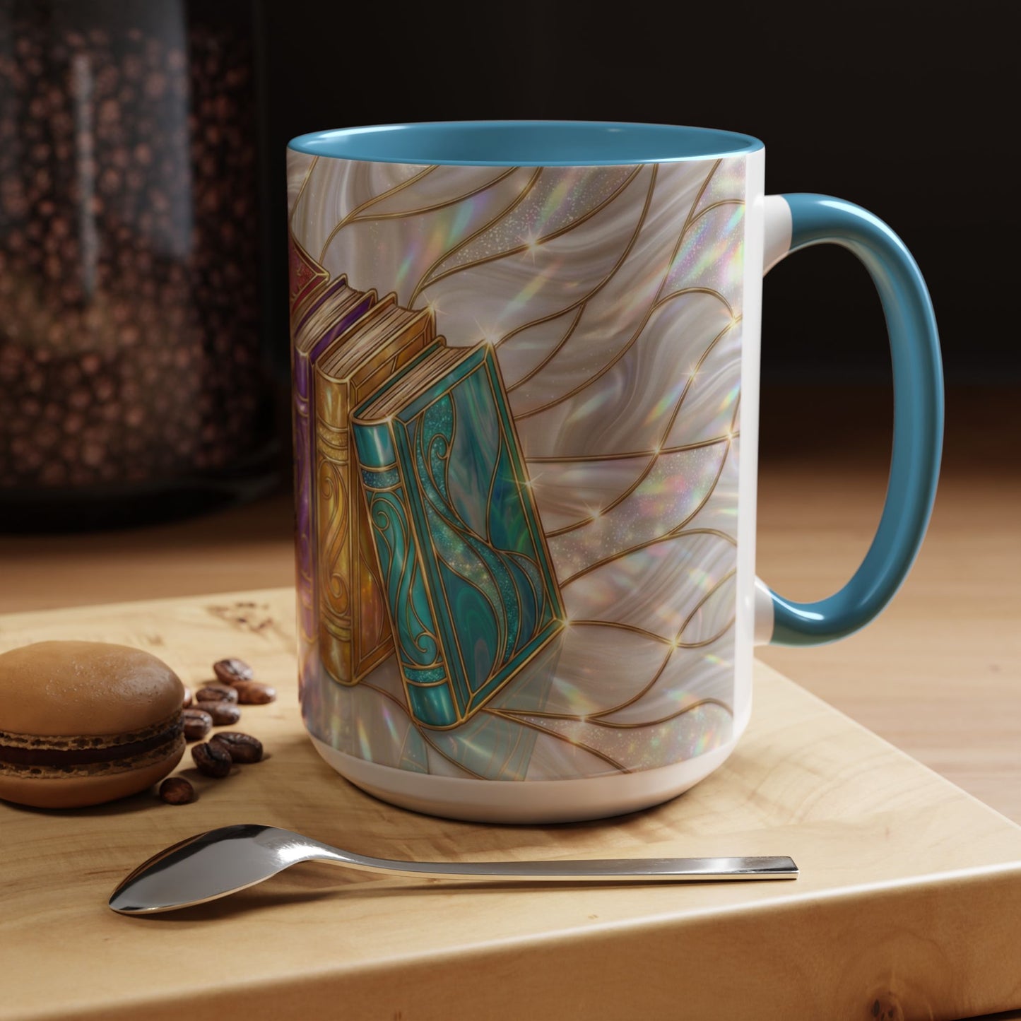 Book Lover Coffee Mug, Stained Glass Books Mug, Reading Gift For Bookworms, Library Aesthetic Mug, Booktok Mug, Ceramic Coffee Cup