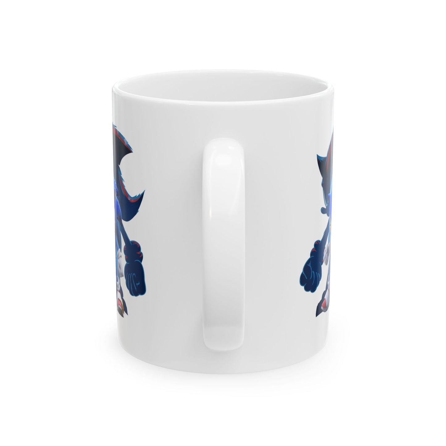 Blue Speed Hero Mug – Epic Gaming Hedgehog Coffee Cup with Dark Rival Silhouette – Video Game Inspired Gift for Fans & Collectors