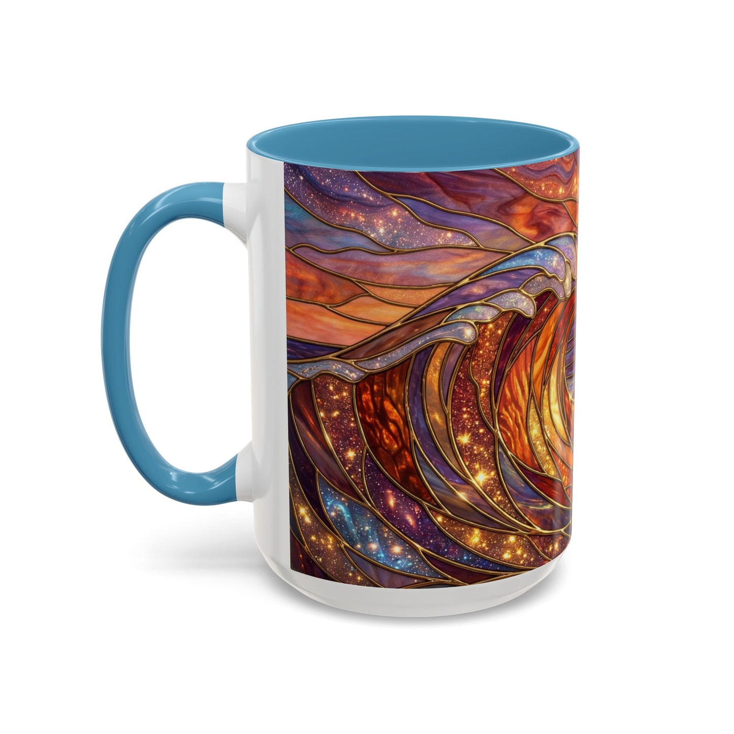 Stained Glass Wave Mug, Ocean Sunset Coffee Cup, Vibrant Beach Art, Sea Lover Gift, Mosaic Tea Cup, Summer Kitchen Decor, Nature Drinkware