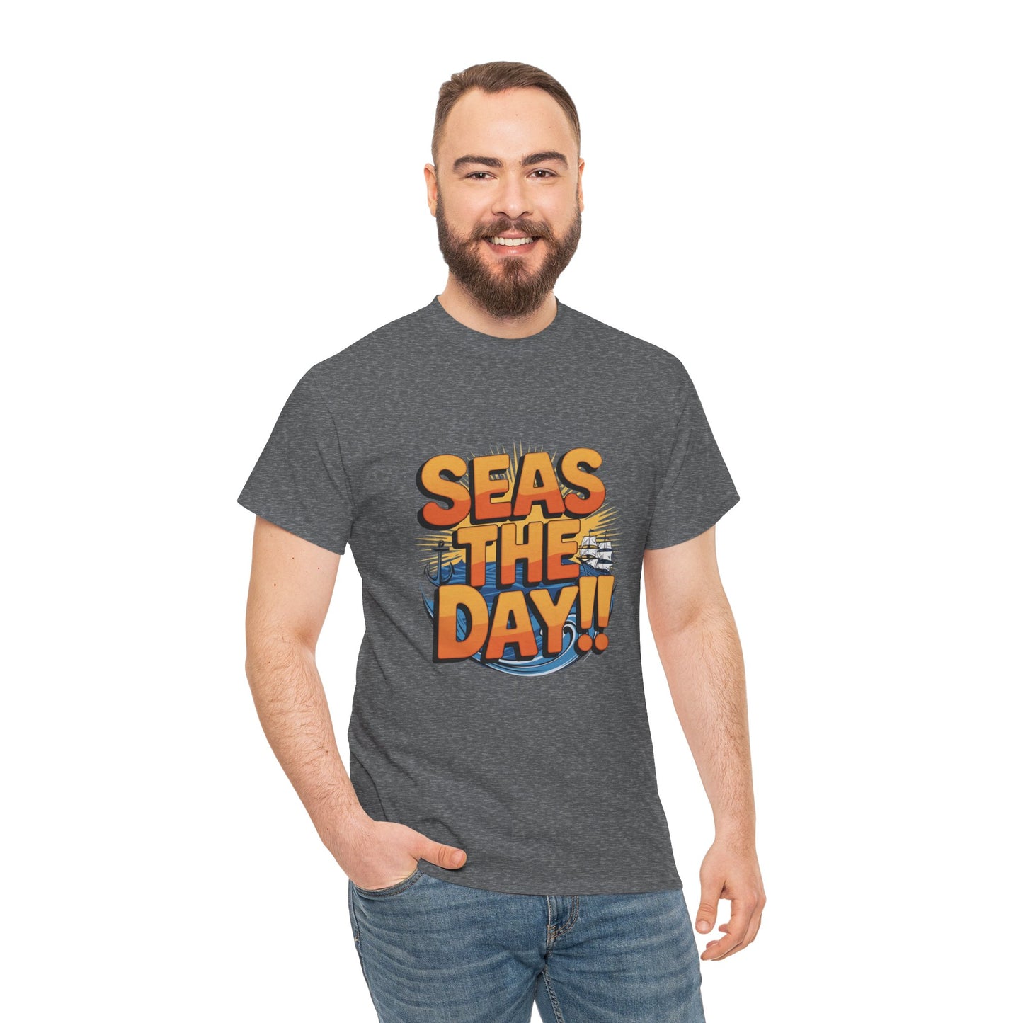 Seas The Day!! Tee • Ocean Pun Graphic Shirt • Comfort Colors Unisex Beachy Vibes • Nautical Aesthetic • Gift for Sea Lovers & Summer Vacays