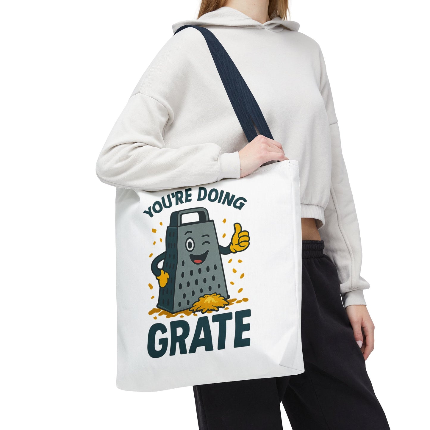 Funny Cheese Pun Tote Bag – “You’re Doing Grate” Grocery Bag | Cute Gift for Coworkers, Teachers, Food Lovers & Everyday Motivation