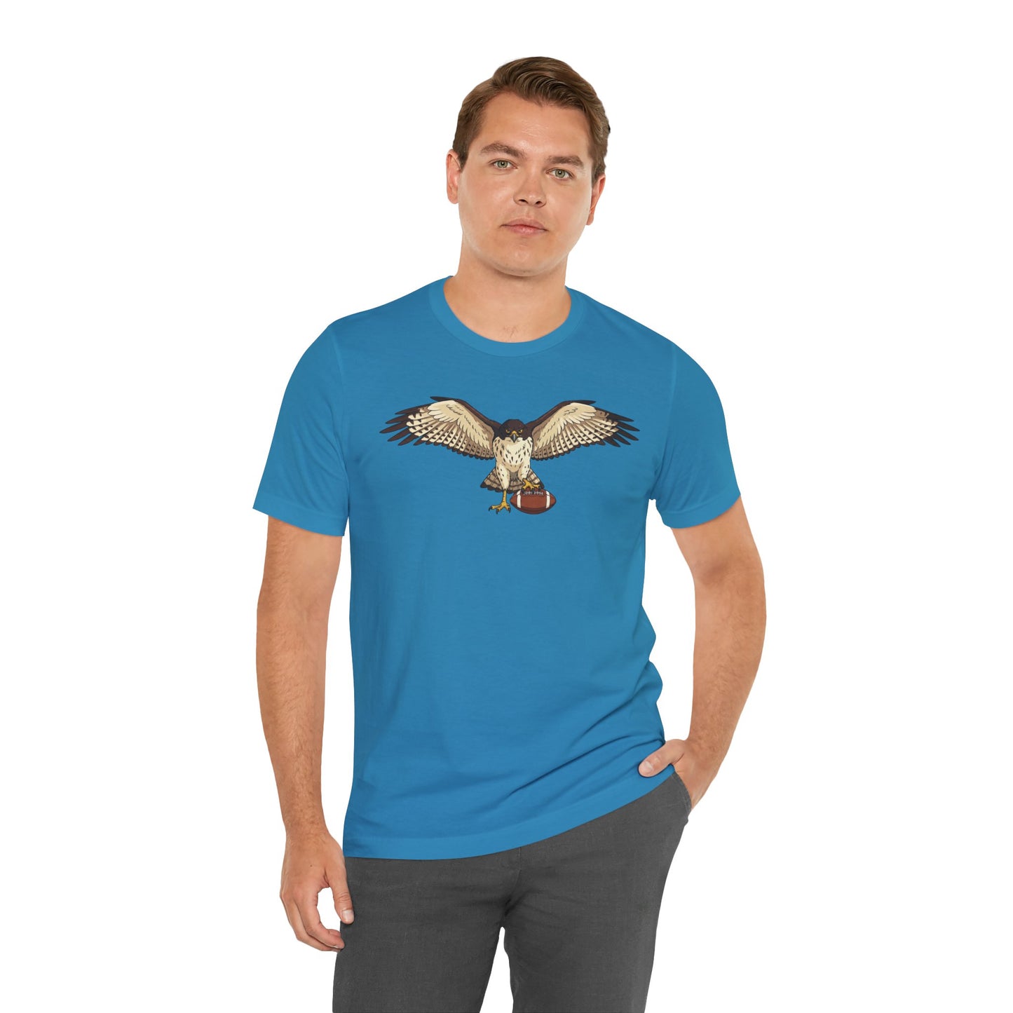 Hawk Football Shirt, Hawk Holding Football T Shirt, Football Mascot Tee, Bird Of Prey Shirt, Sports Fan Gift, Game Day Hawk Tee