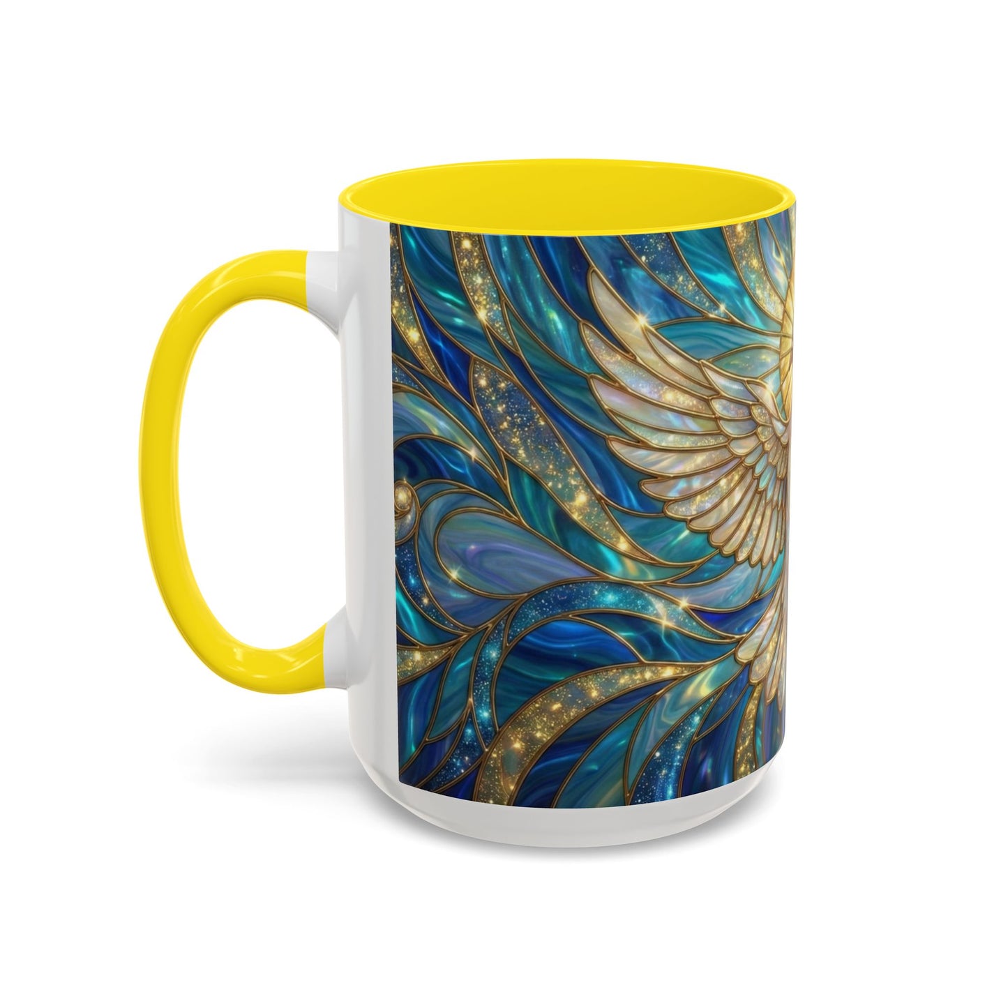 Stained Glass Dove Mug, Peace Dove Coffee Mug, Holy Spirit Dove Cup, Christian Gift Mug, Spiritual Art Mug, Faith Inspired Coffee Cup