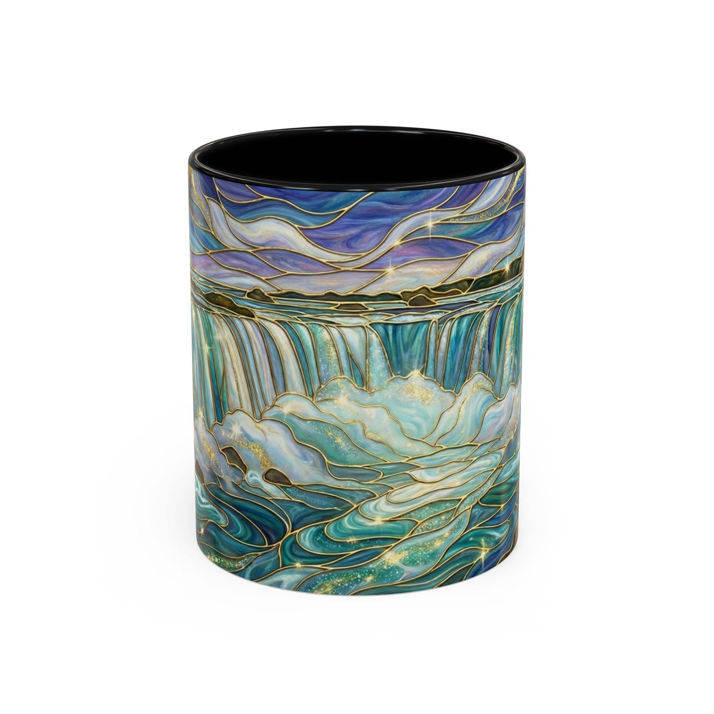 Faux Stained Glass Niagara Falls Mug, Waterfall Coffee Cup, Canada Souvenir Gift, Upstate New York Travel Memento, Nature Lover Tea Cup