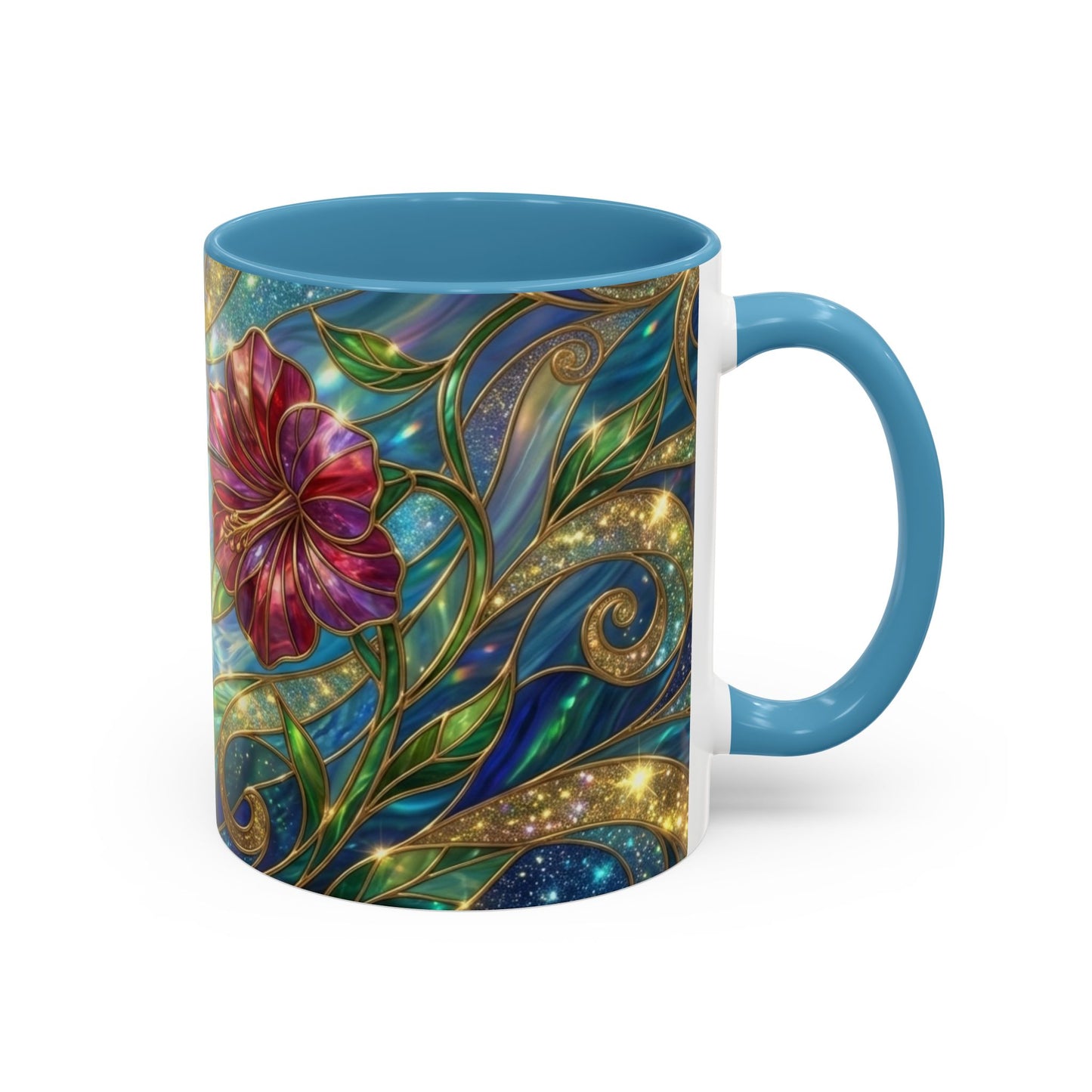 Stained Glass Hummingbird Mug, Colorful Floral Coffee Cup, Bird And Flower Art Mug, Nature Lover Gift, Artistic Garden Mug, Unique Gift