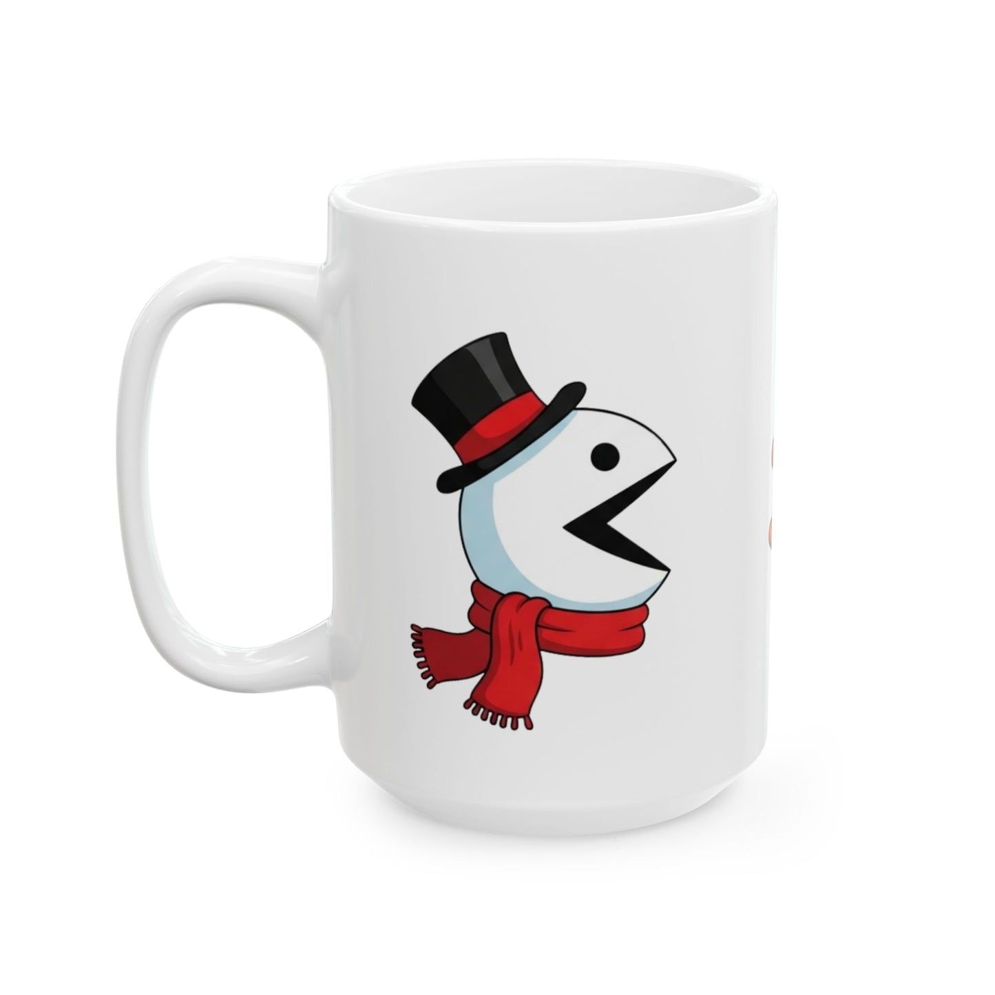Funny Christmas Mug, Snowman and Gingerbread Mug, Holiday Coffee Cup Gift, Cute Winter Hot Cocoa Mug, Playful Festive Arcade Design