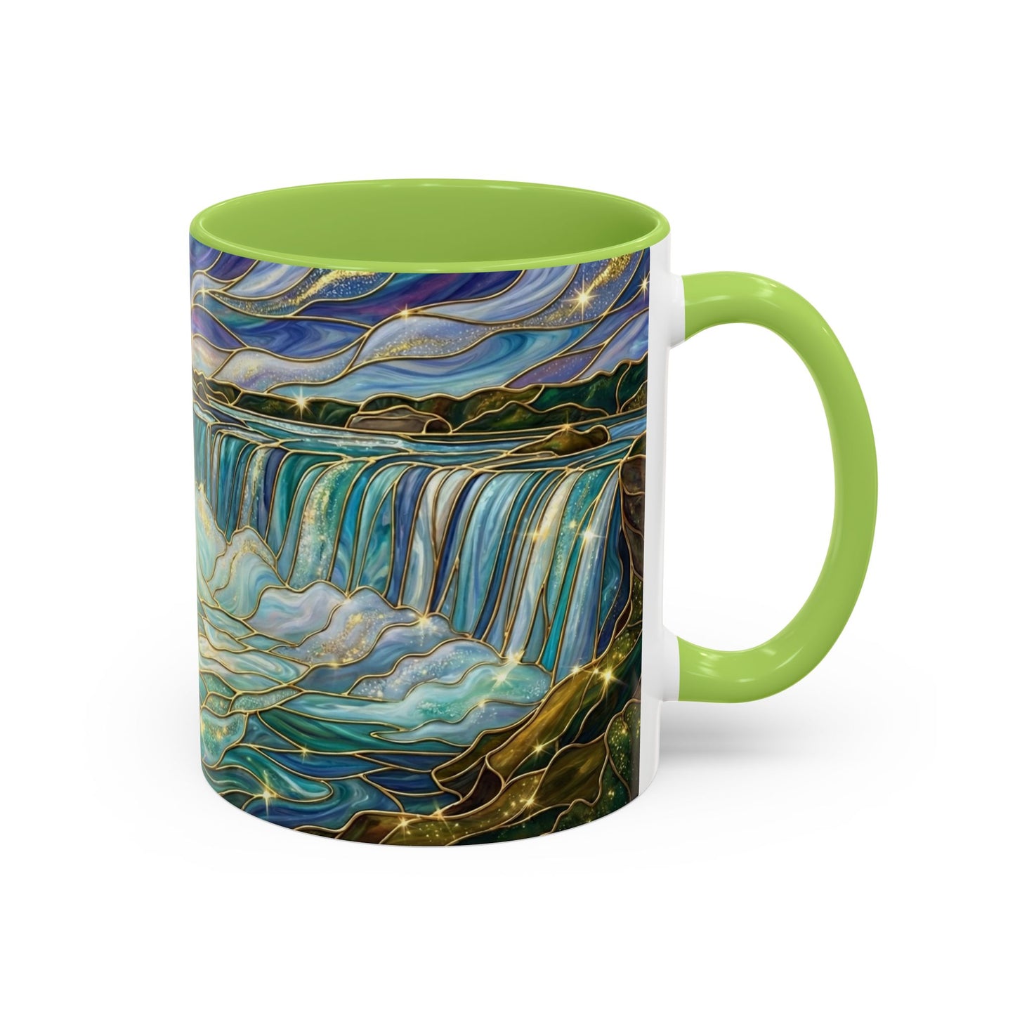 Faux Stained Glass Niagara Falls Mug, Waterfall Coffee Cup, Canada Souvenir Gift, Upstate New York Travel Memento, Nature Lover Tea Cup