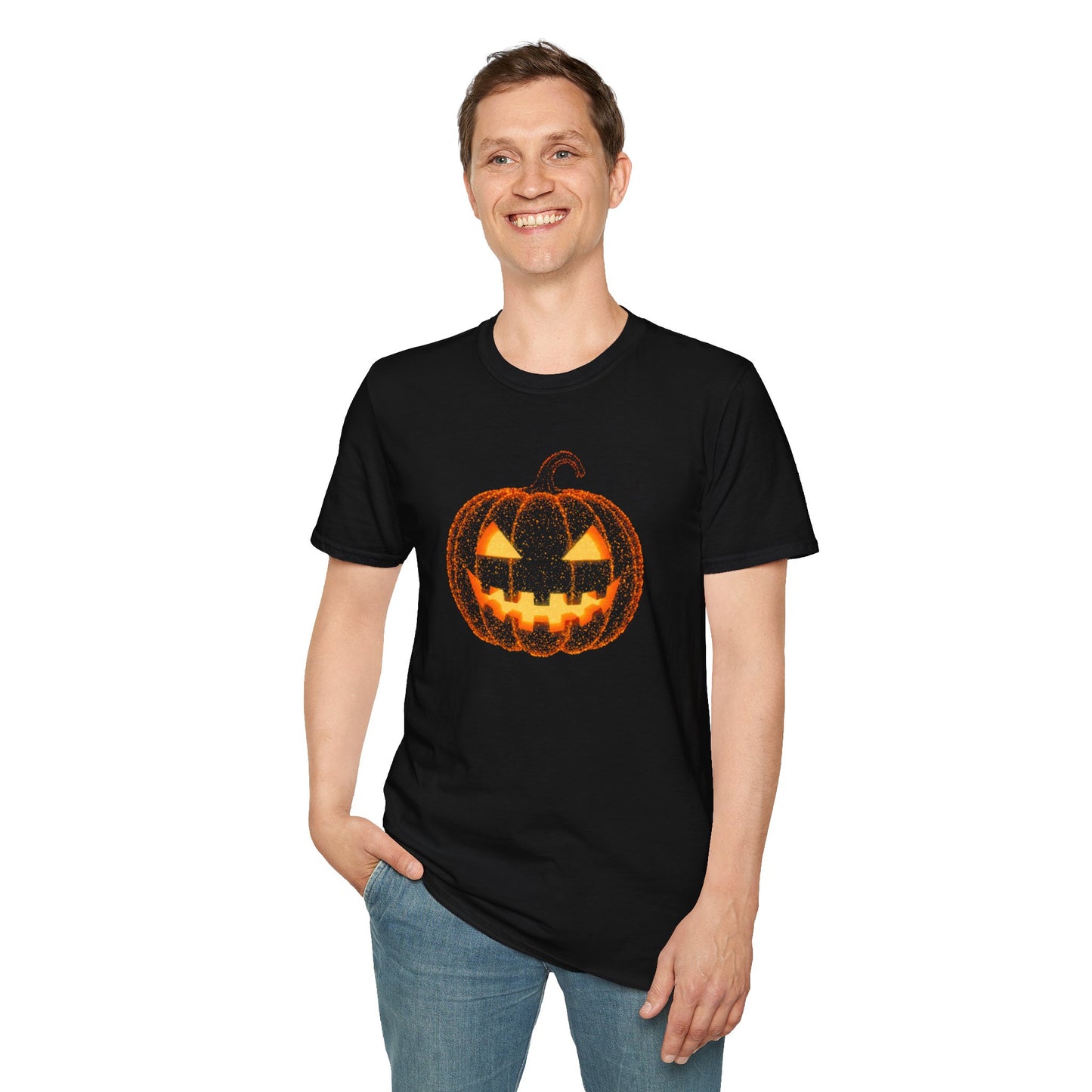 Bioluminescent Jack-O'-Lantern Halloween Shirt - Glowing Pumpkin Face Tee, Spooky Fall T-Shirt, Halloween Party Shirt, Unisex Fit