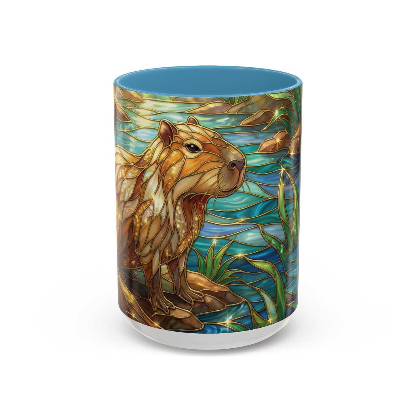 Capybara Coffee Mug, Stained Glass Capybara Mug, Cute Animal Art Mug, Nature Lover Gift, Unique Ceramic Coffee Cup, 11oz 15oz Wildlife Mug