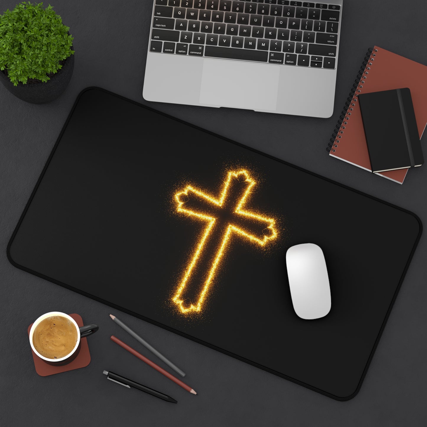 Desk Mat with Glowing Cross Design