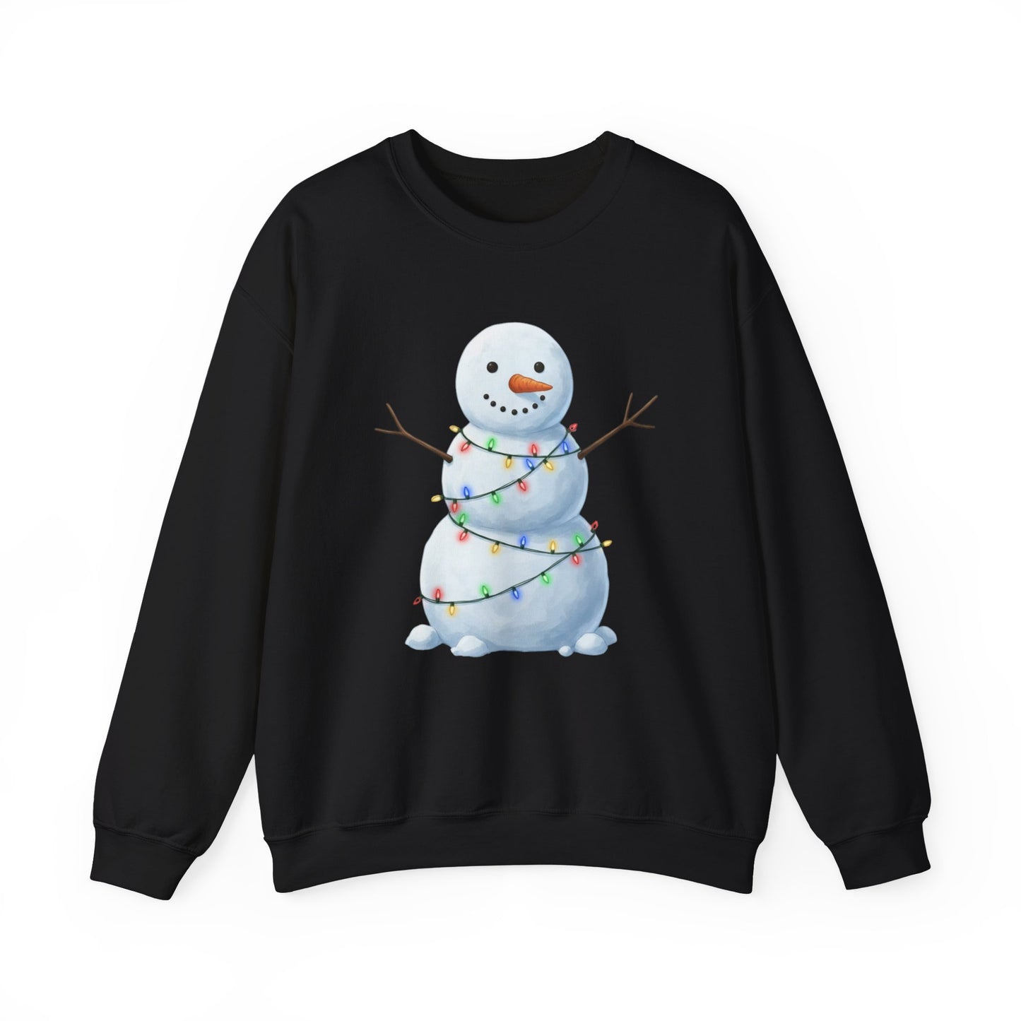 Cute Snowman Christmas Sweatshirt, Holiday Snowman Lights Sweater, Winter Snowman Crewneck, Cozy Christmas Gift, Festive Holiday Shirt