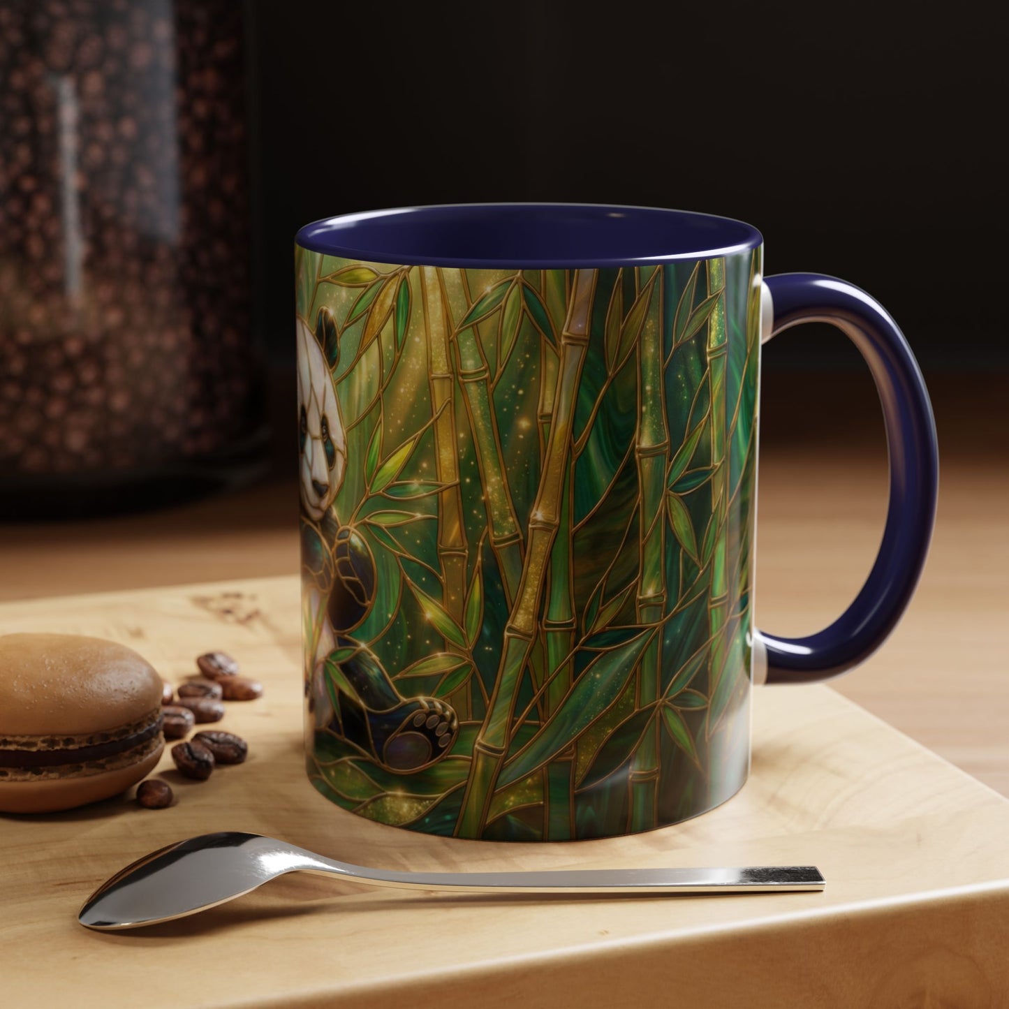 Stained Glass Panda Mug, Panda Coffee Mug, Bamboo Panda Cup, Cute Panda Gift, Nature Animal Mug, Wildlife Art Mug, Panda Lover Gift