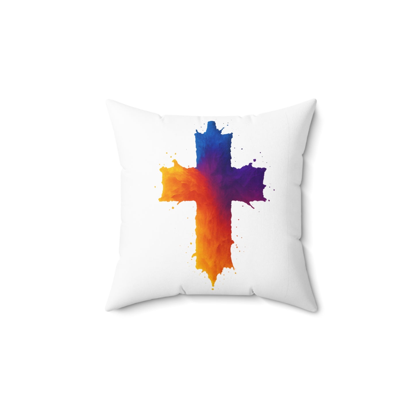 Christian Cross Throw Pillow Watercolor Faith Decor Cushion, Religious Home Accent, Inspirational Gift Idea