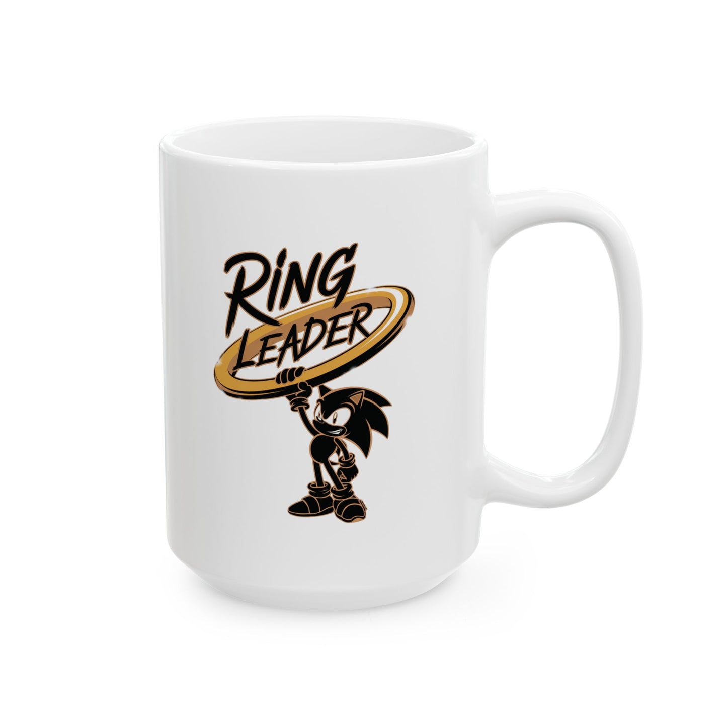 Ring Leader Mug – Funny Coffee Cup with Retro Gamer Vibes, Bold Gold Ring Design, Dishwasher Safe Ceramic, Gift for Gamers & Coffee Lovers